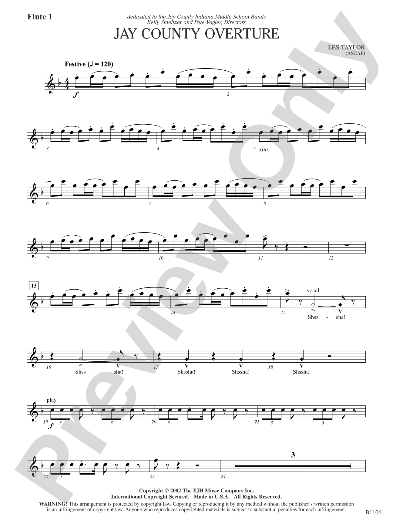 Jay County Overture: Flute 1