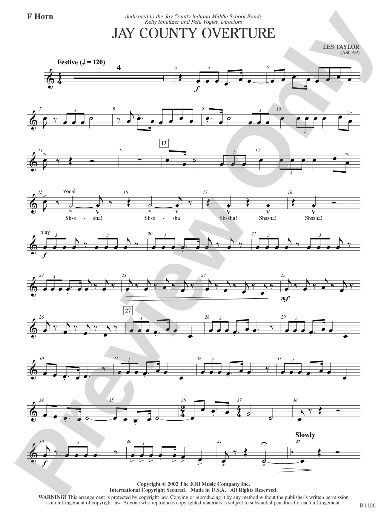 Jay County Overture: F Horn