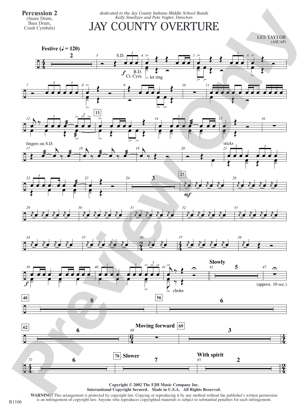 Jay County Overture: Percussion 2