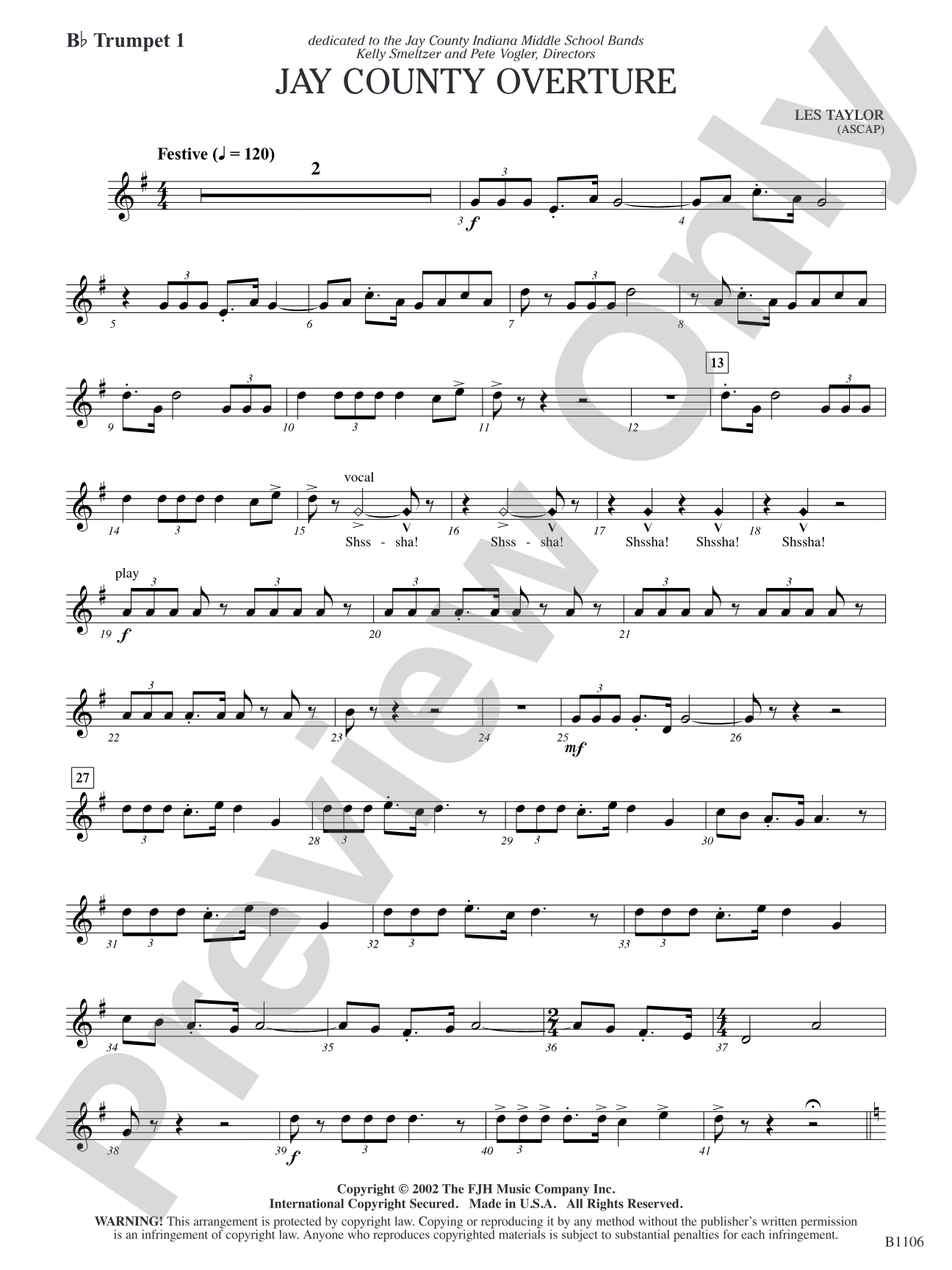 Jay County Overture: B-flat Trumpet 1