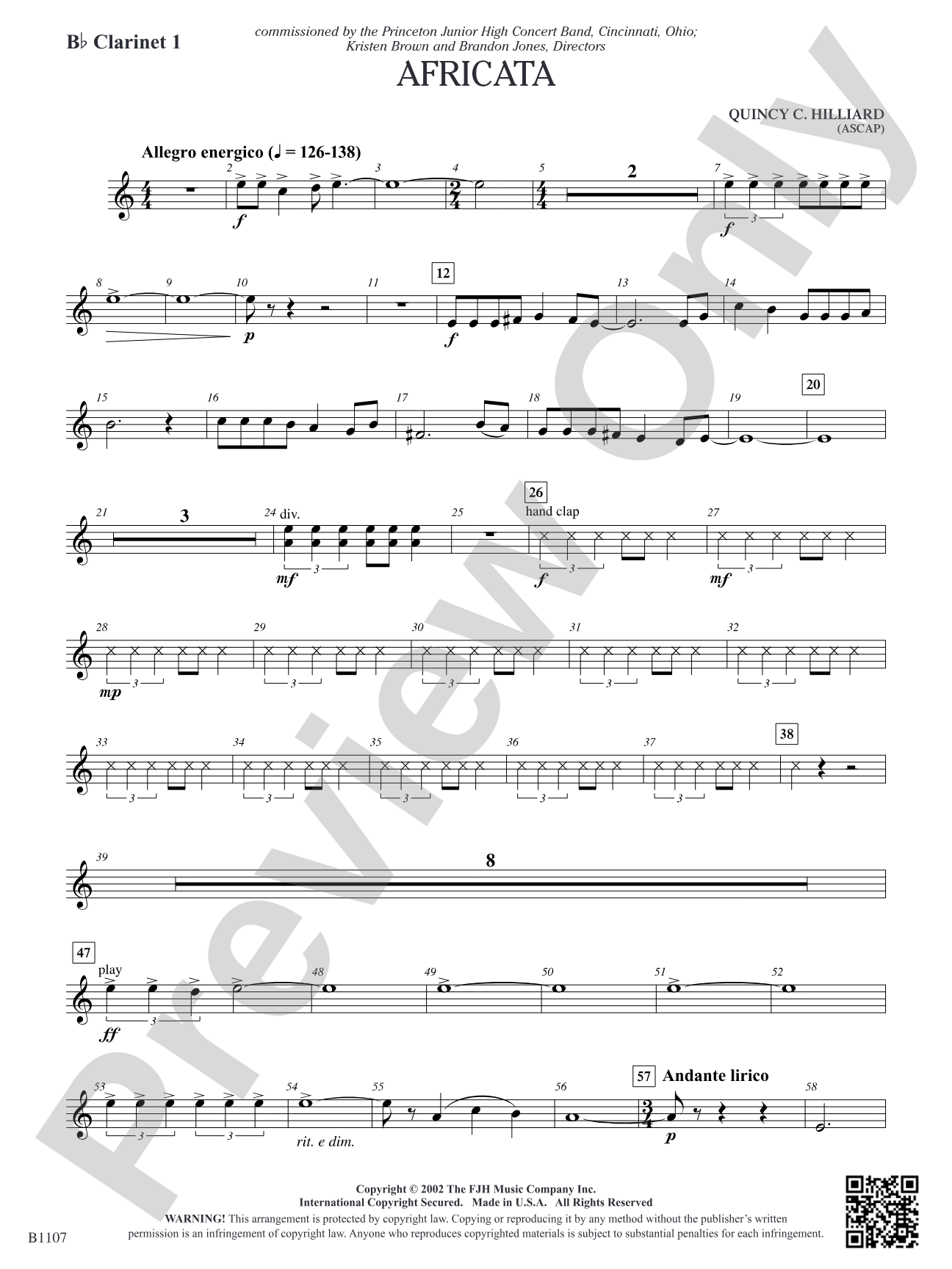 Africata: B-flat Clarinet 1