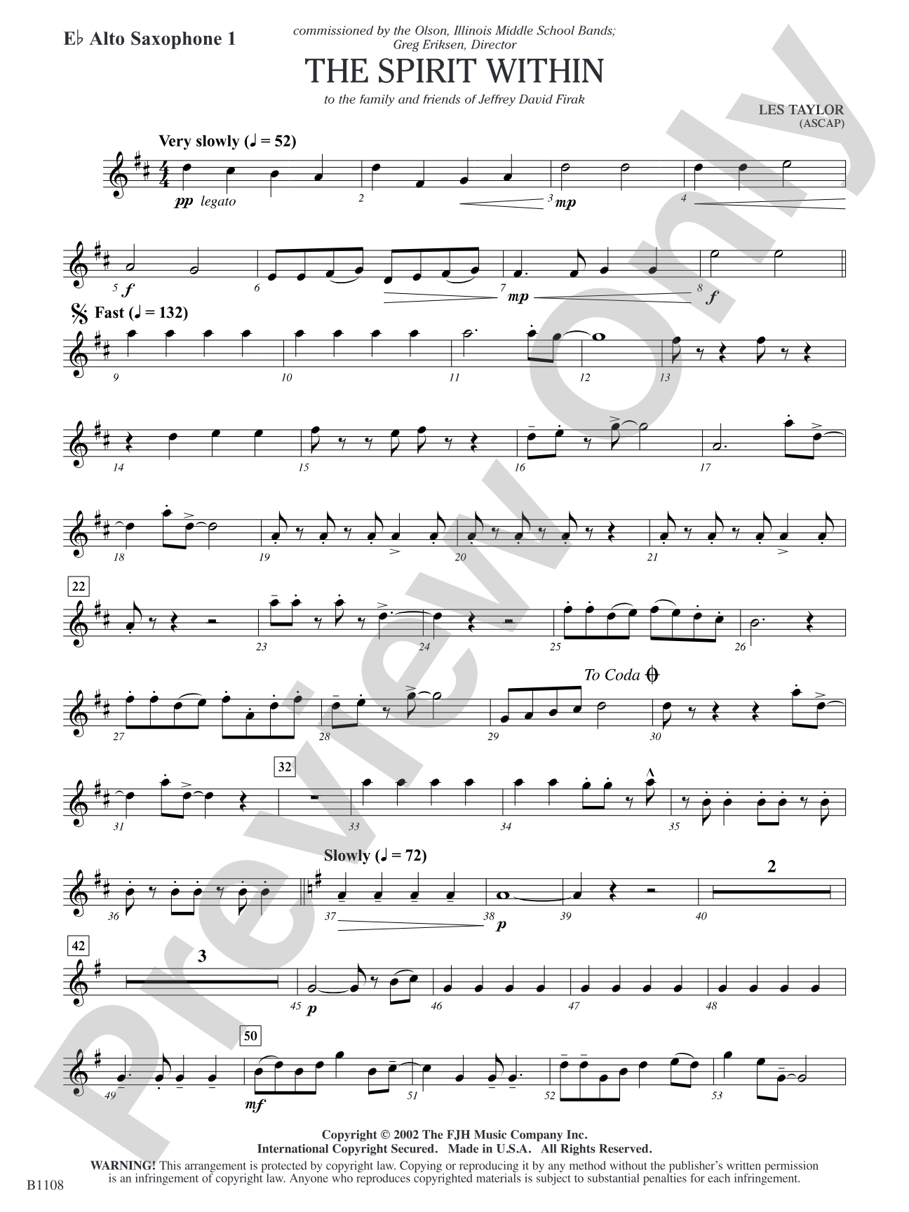 The Spirit Within: E-flat Alto Saxophone 1