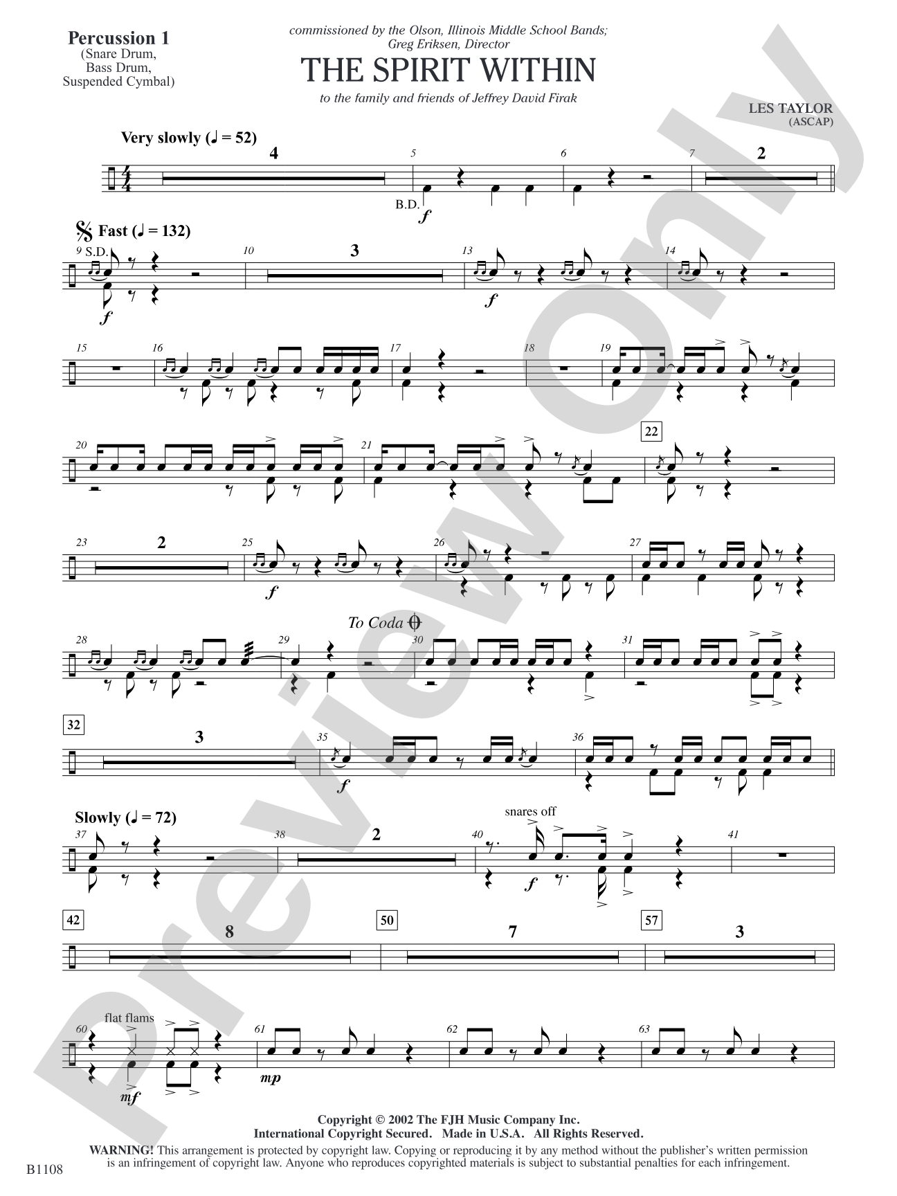 The Spirit Within: Percussion 1