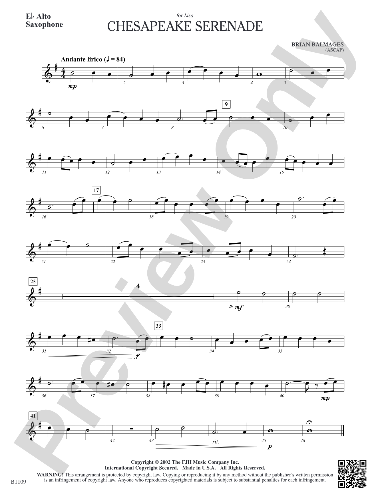 Chesapeake Serenade: E-flat Alto Saxophone