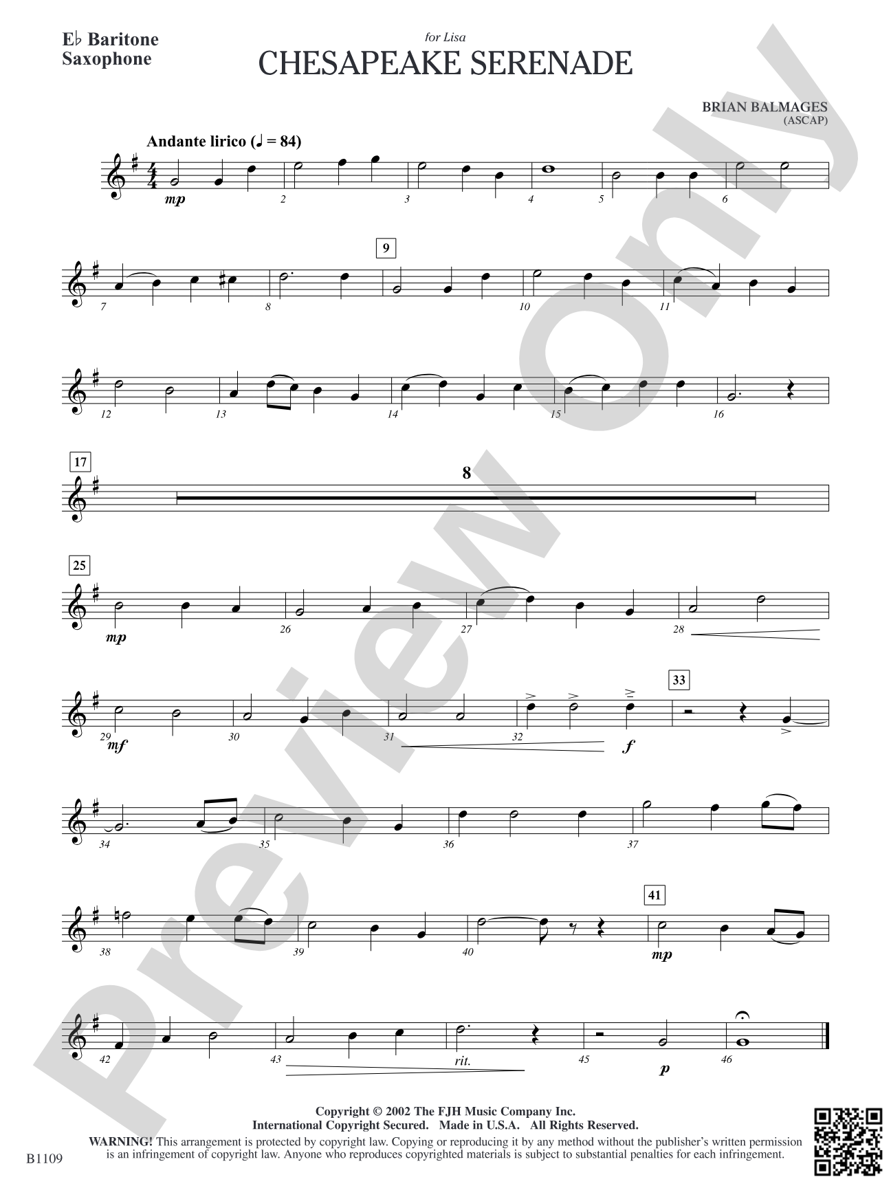 Chesapeake Serenade: E-flat Baritone Saxophone