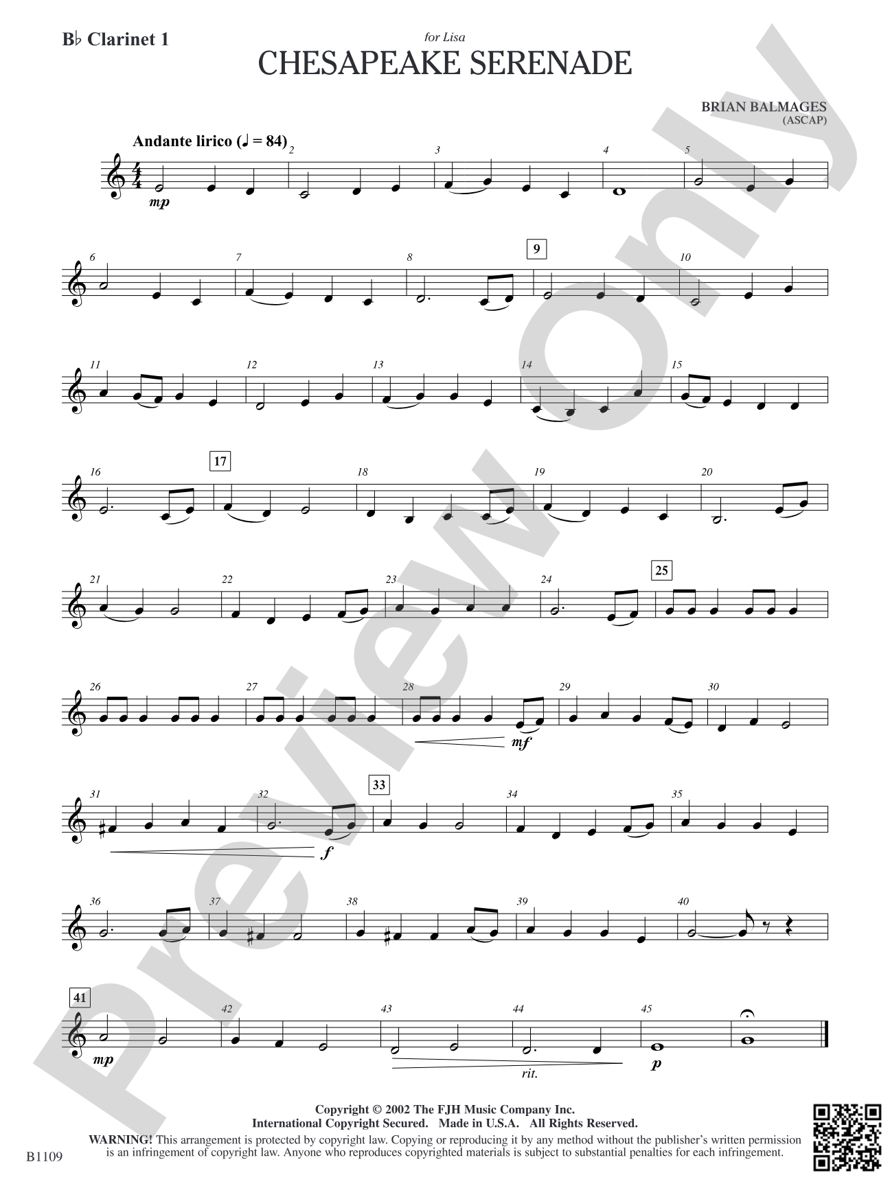 Chesapeake Serenade: B-flat Clarinet 1