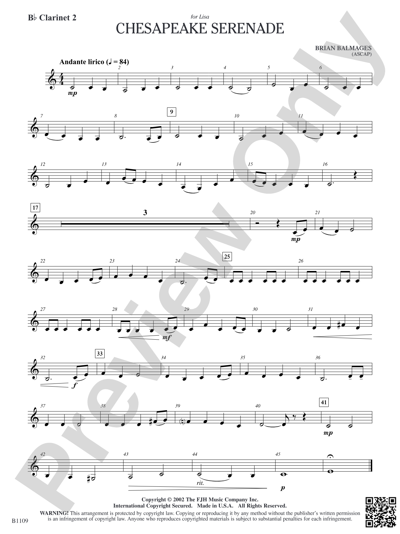 Chesapeake Serenade: B-flat Clarinet 2