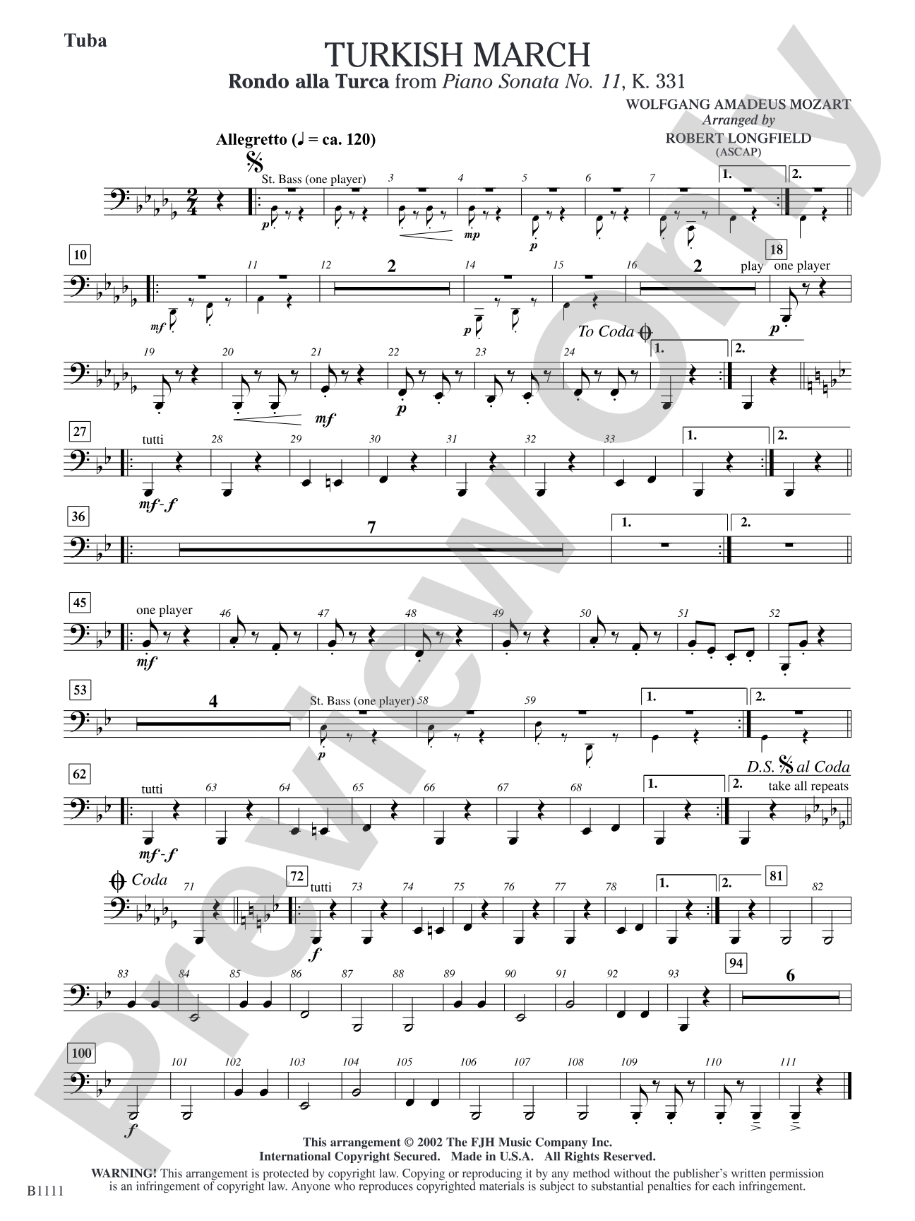 Turkish March (Rondo alla Turca): Tuba