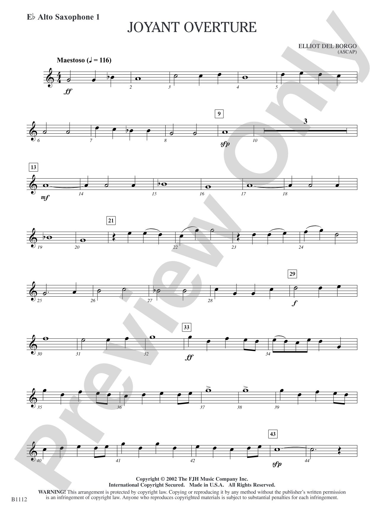 Joyant Overture: E-flat Alto Saxophone 1