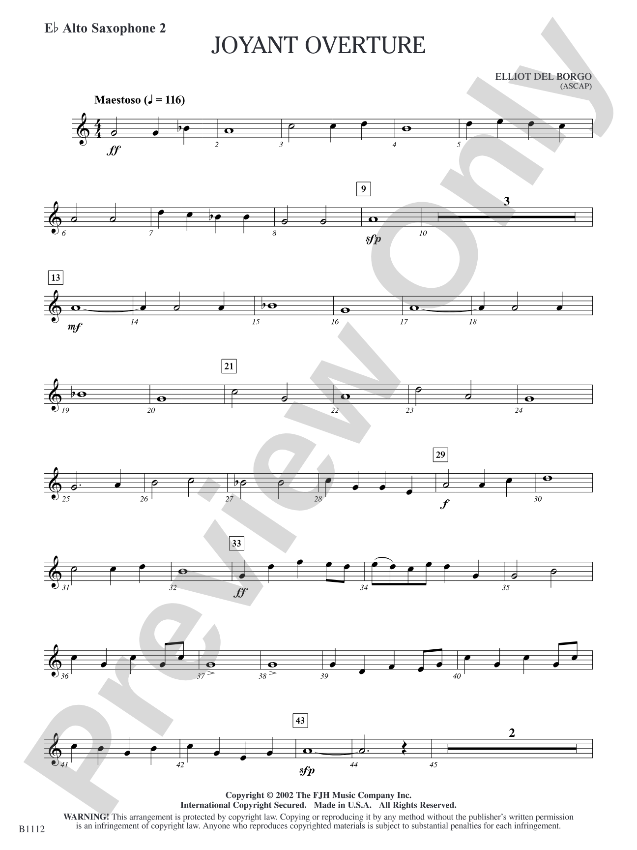 Joyant Overture: E-flat Alto Saxophone 2