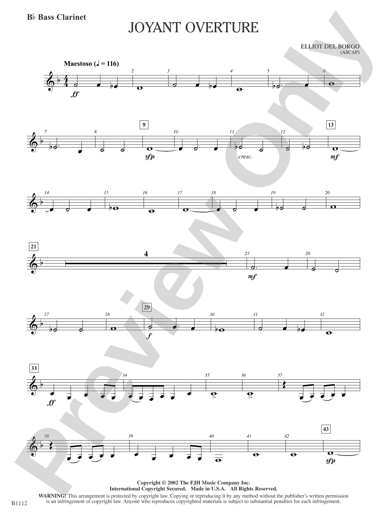 Joyant Overture: B-flat Bass Clarinet