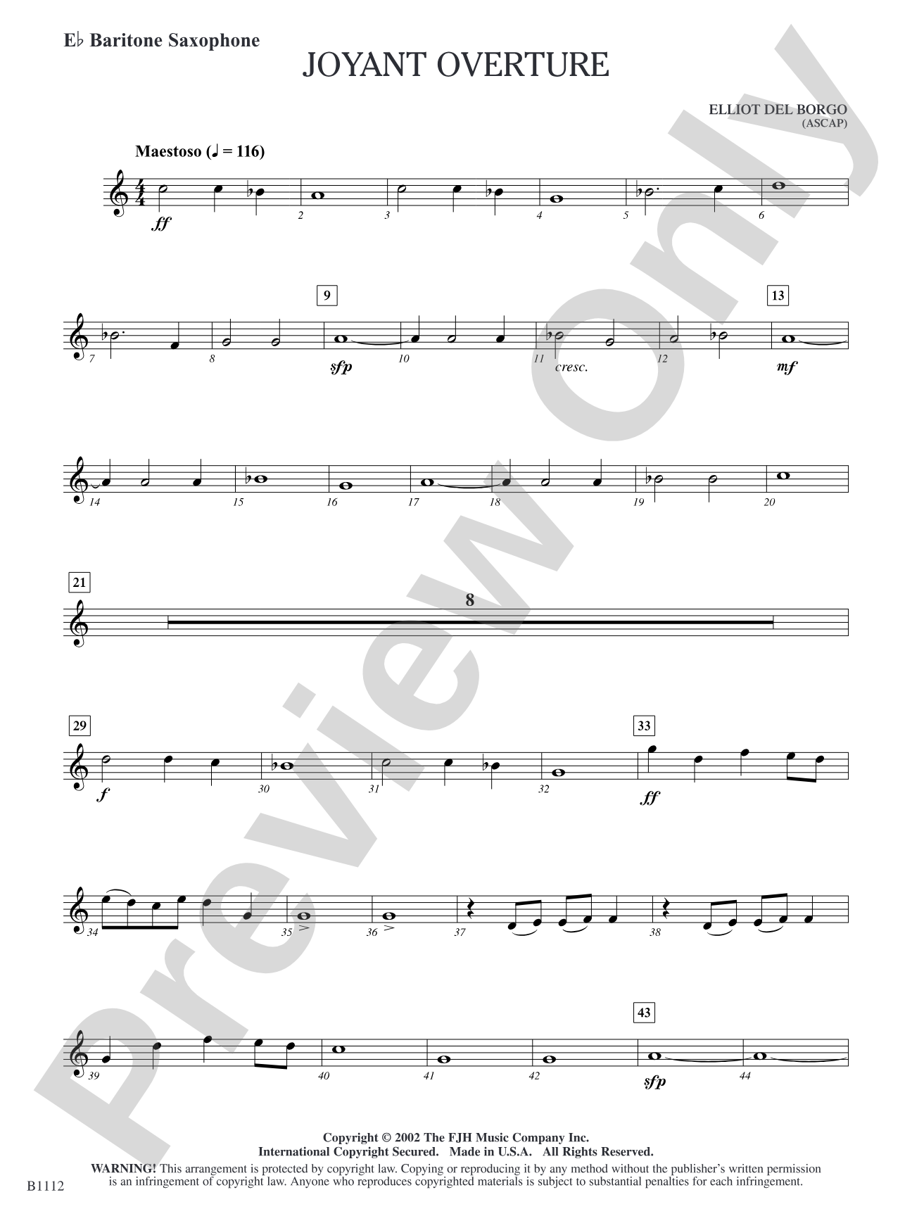 Joyant Overture: E-flat Baritone Saxophone