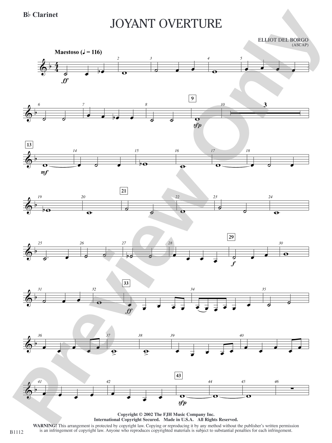 Joyant Overture: B-flat Clarinet