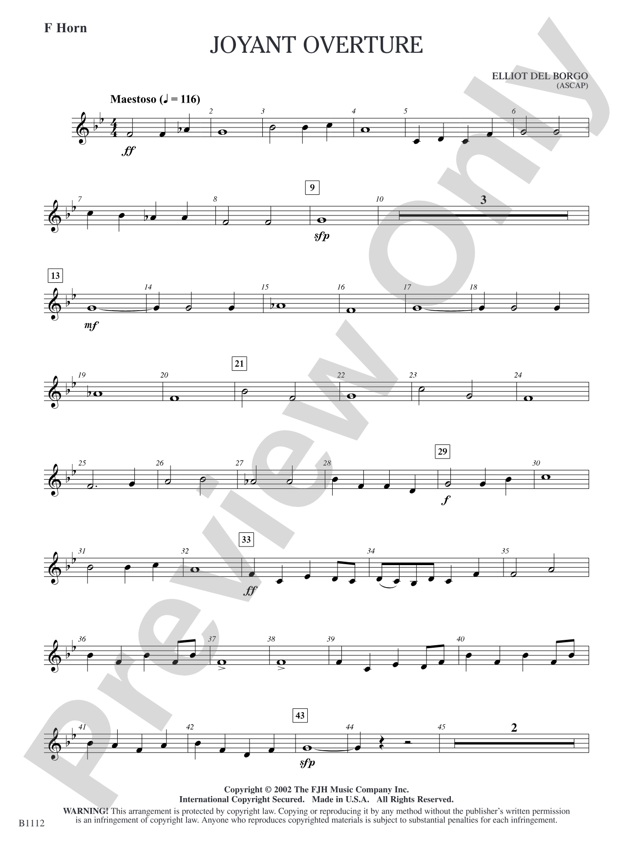 Joyant Overture: F Horn