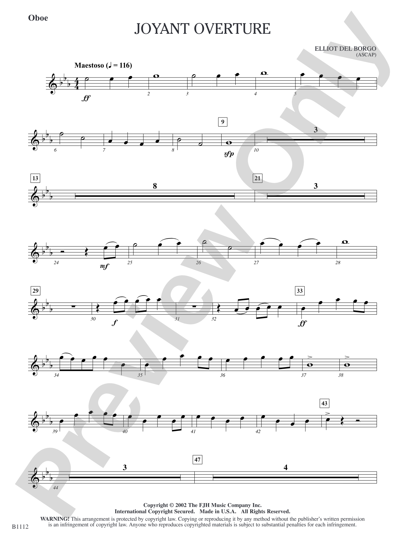 Joyant Overture: Oboe