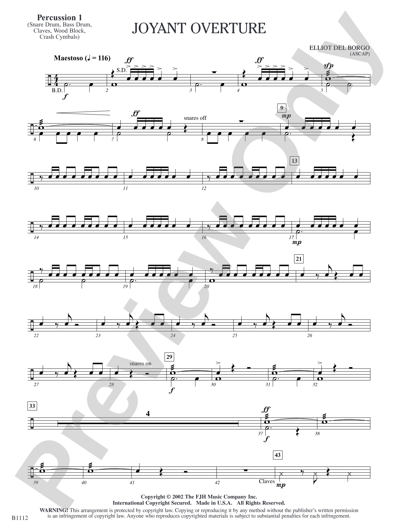 Joyant Overture: Percussion 1