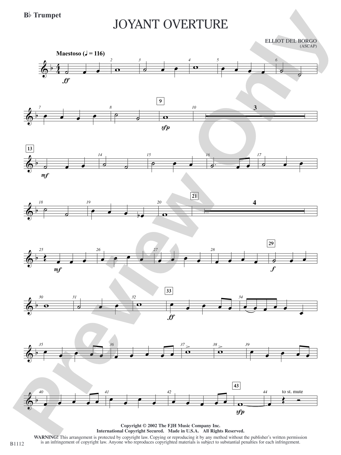Joyant Overture: B-flat Trumpet