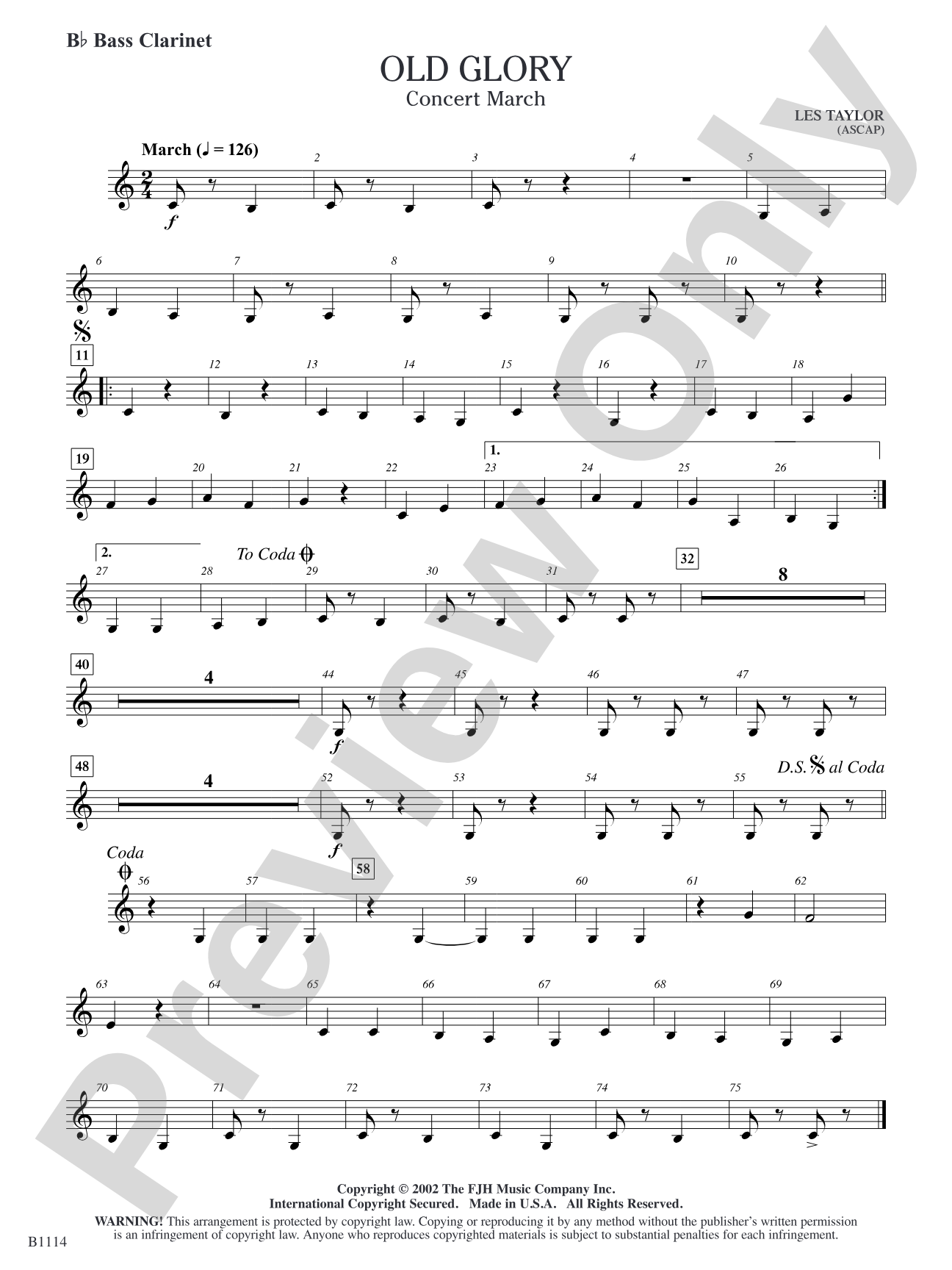 Old Glory: B-flat Bass Clarinet