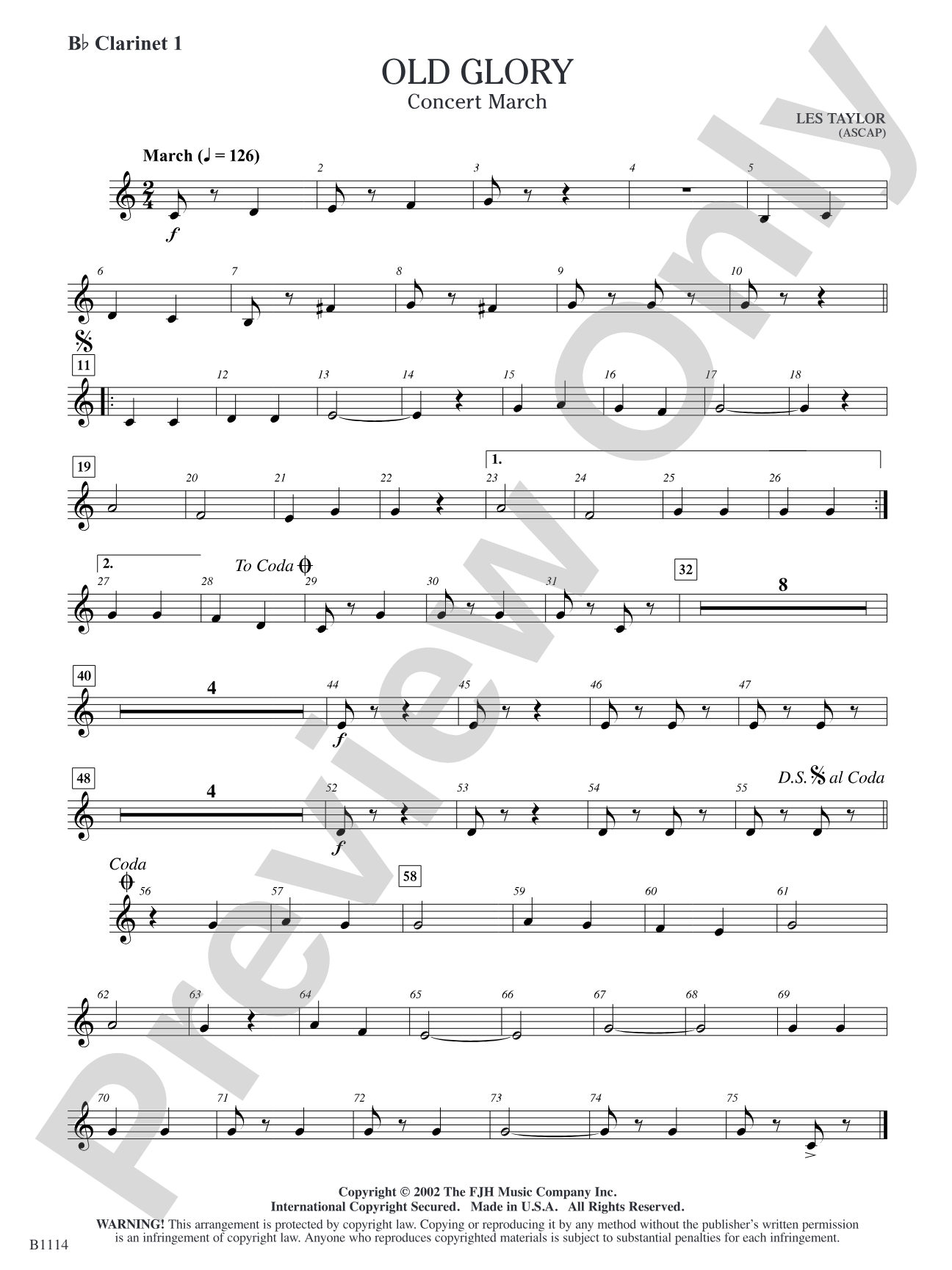 Old Glory: B-flat Clarinet 1