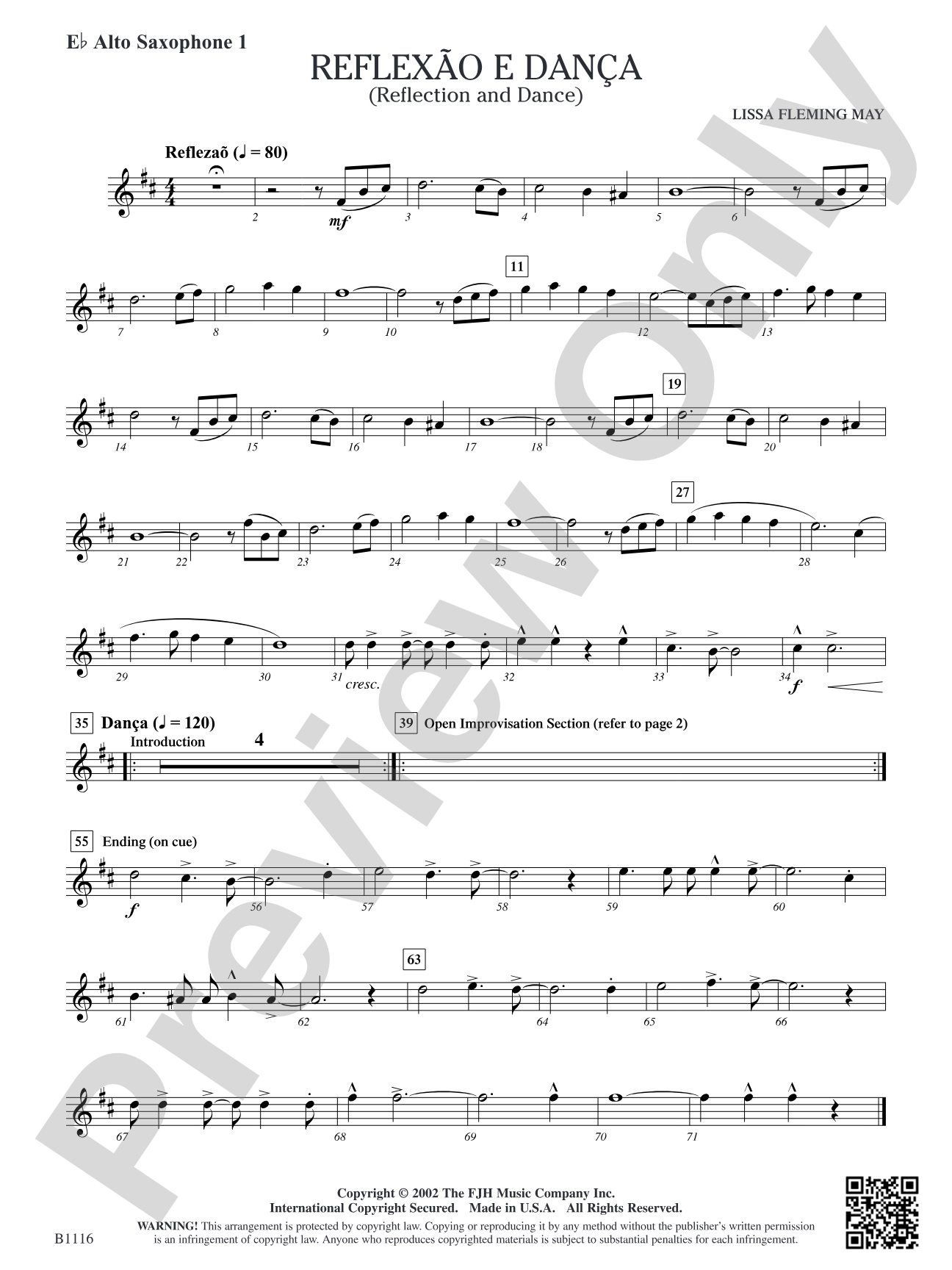 Reflaxão e dança (Reflection and Dance): E-flat Alto Saxophone 1