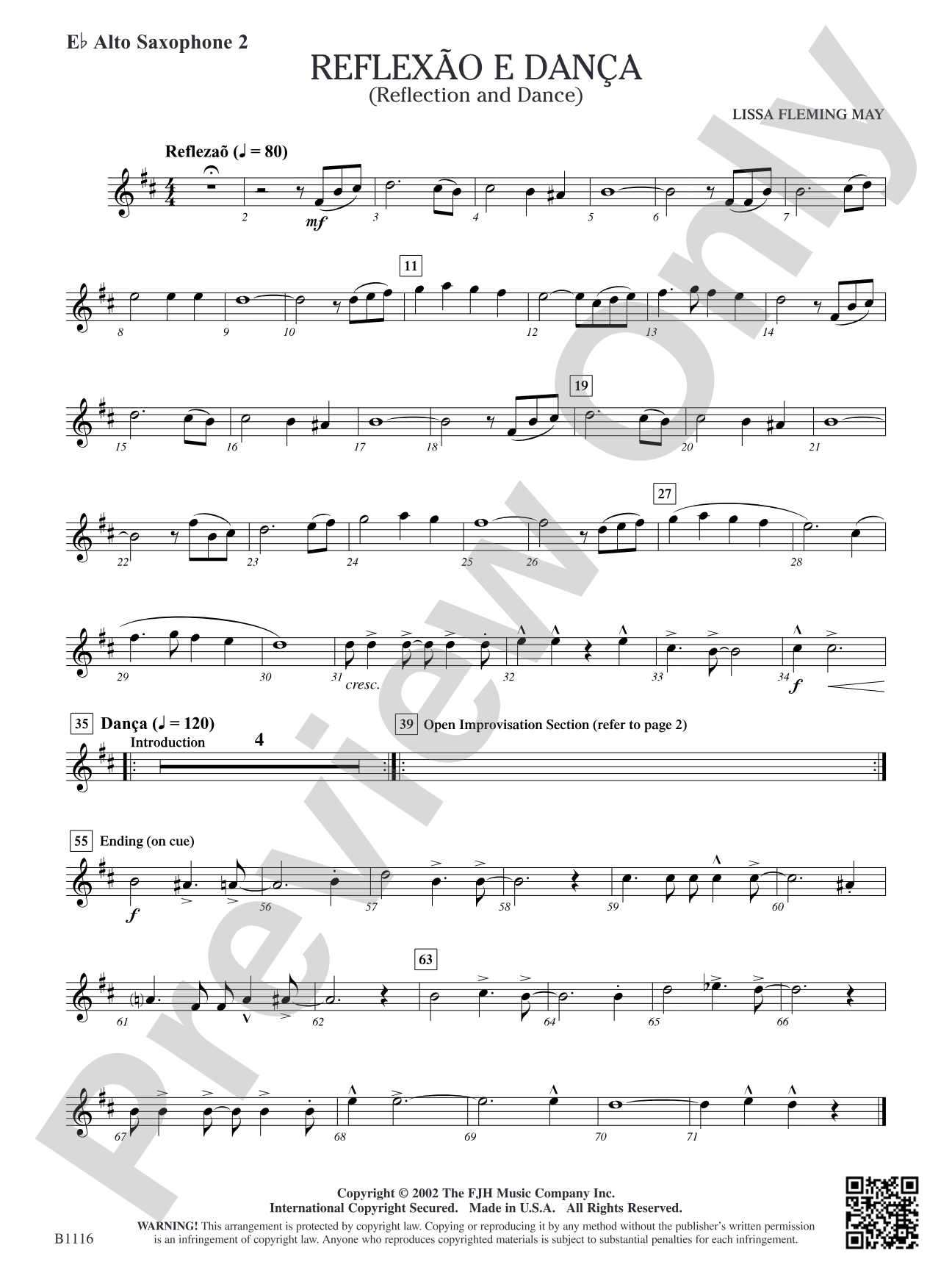 Reflaxão e dança (Reflection and Dance): E-flat Alto Saxophone 2