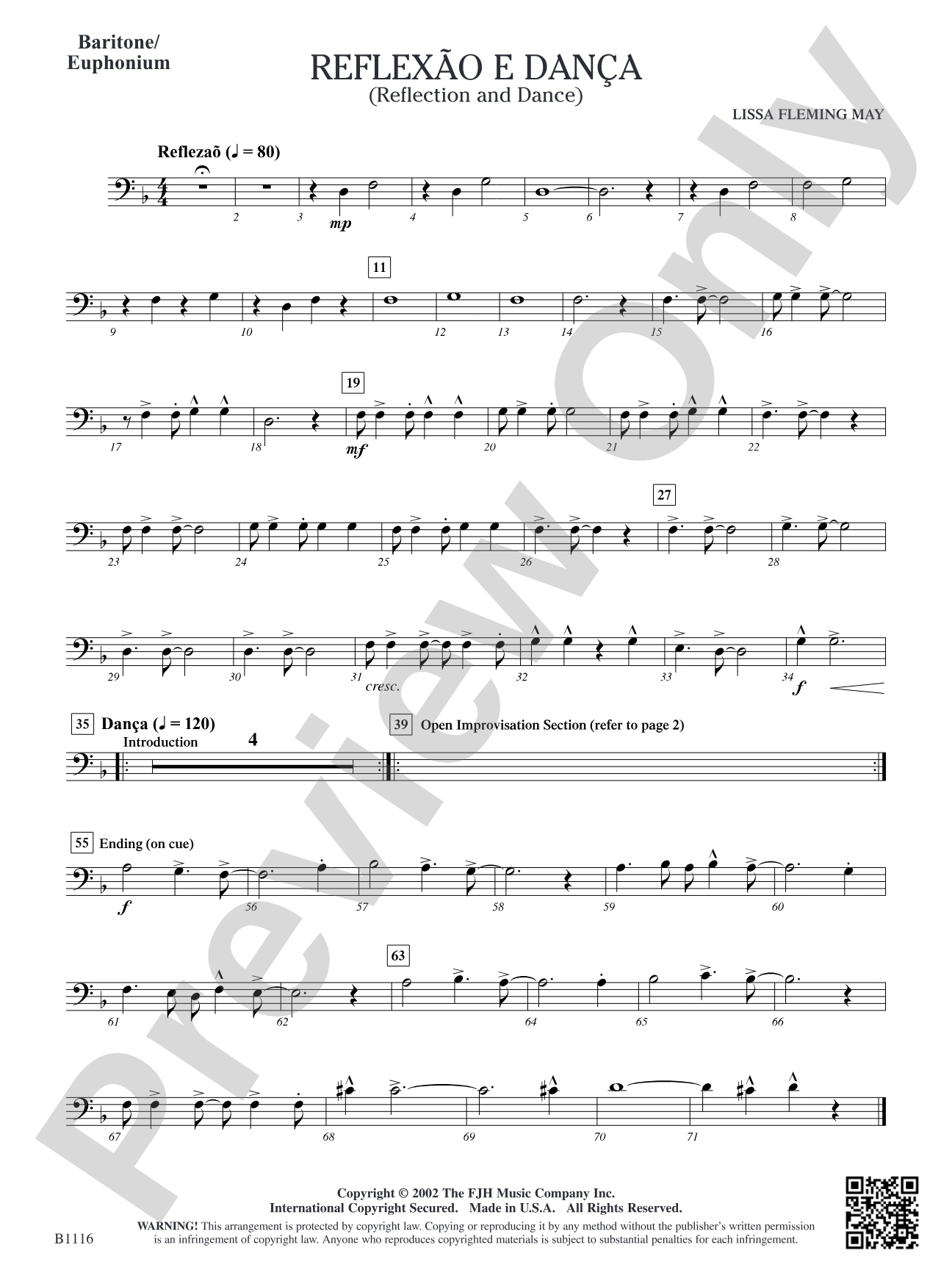 Reflaxão e dança (Reflection and Dance): Baritone/Euphonium
