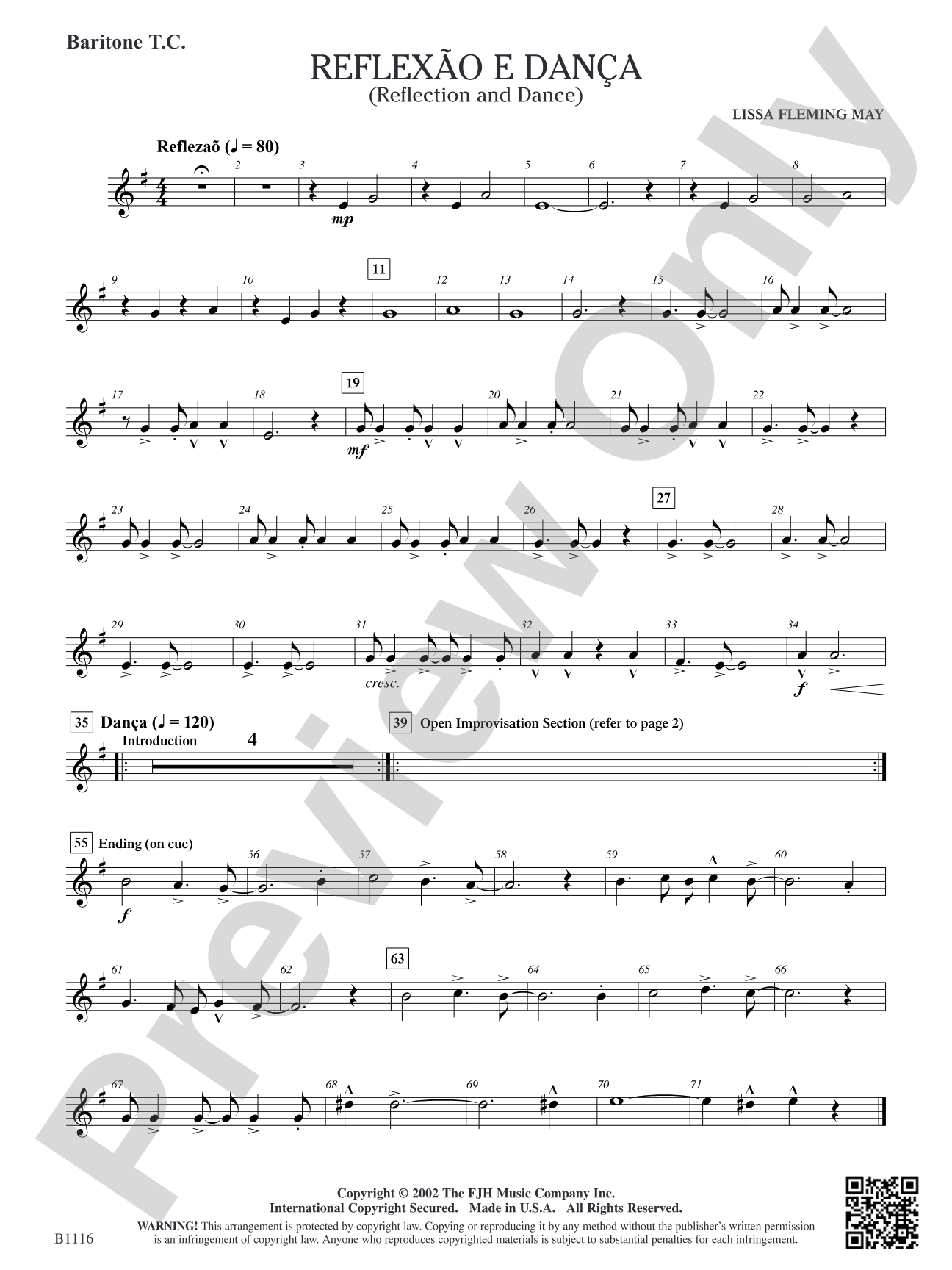 Reflaxão e dança (Reflection and Dance): Baritone T.C.