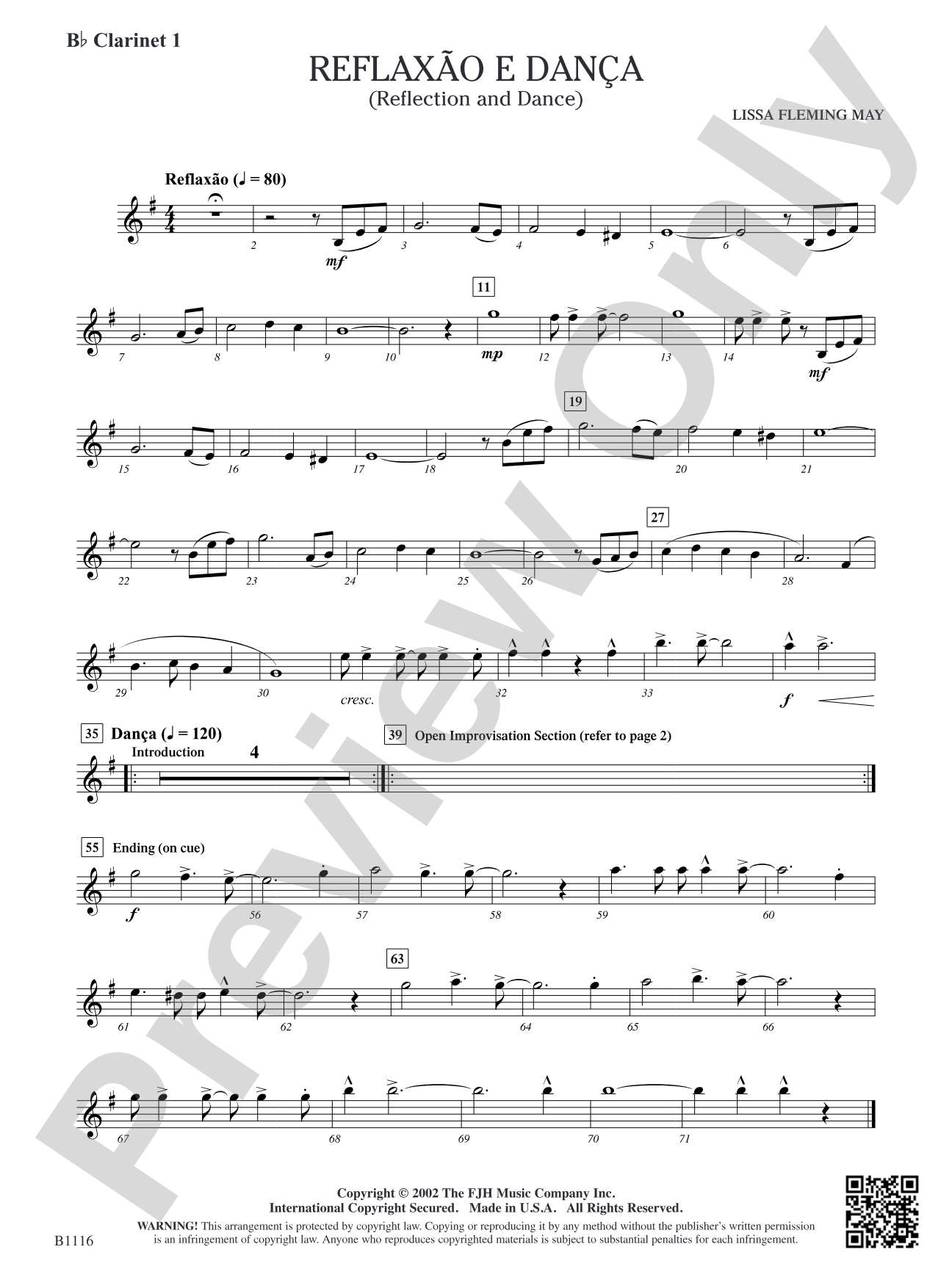 Reflaxão e dança (Reflection and Dance): B-flat Clarinet 1