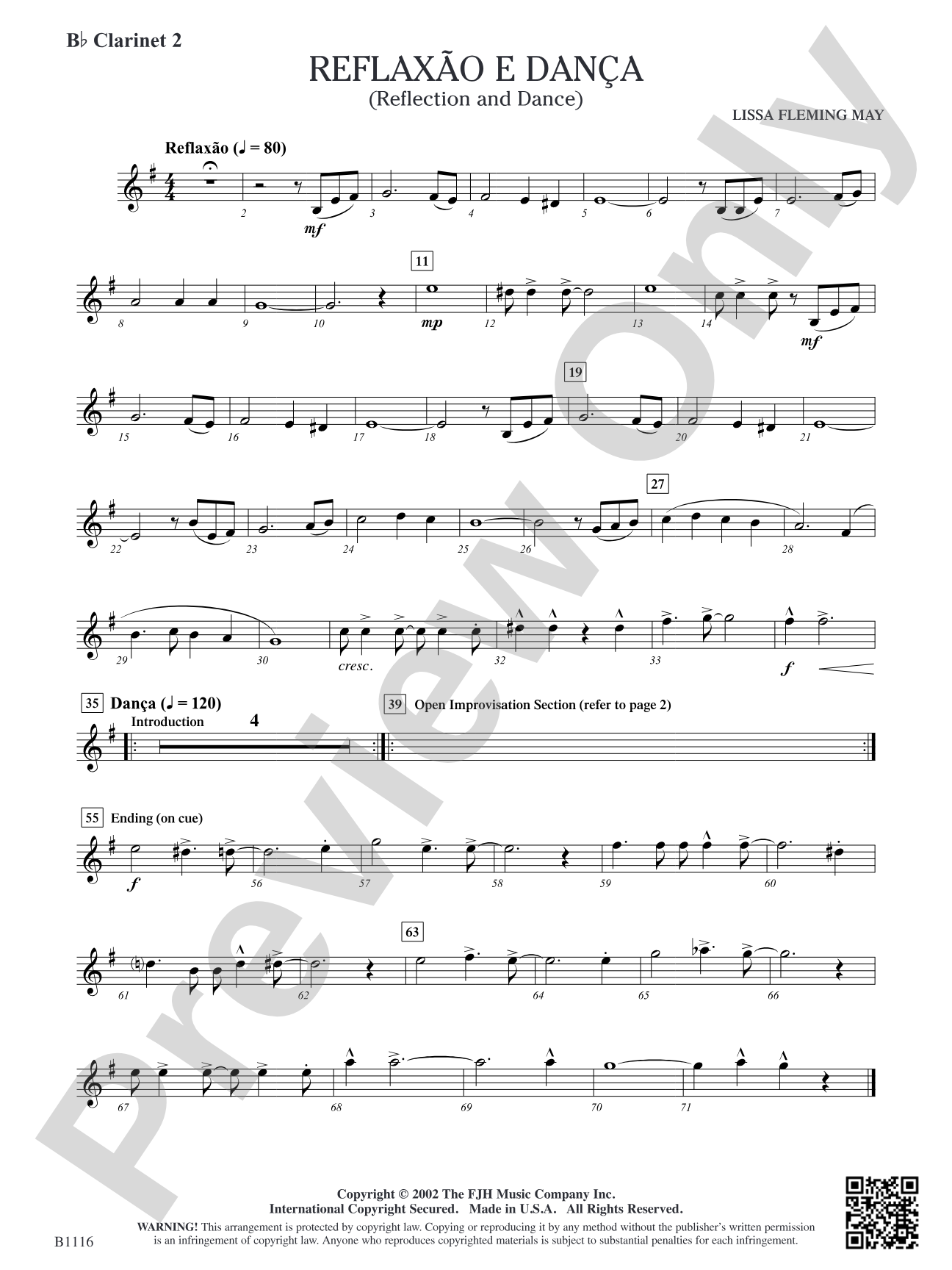 Reflaxão e dança (Reflection and Dance): B-flat Clarinet 2