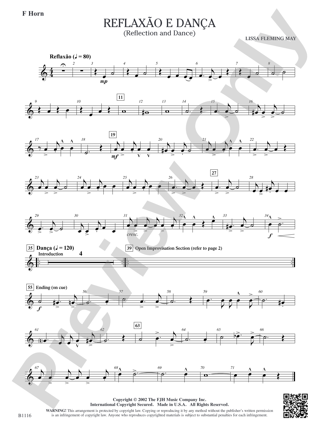 Reflaxão e dança (Reflection and Dance): F Horn