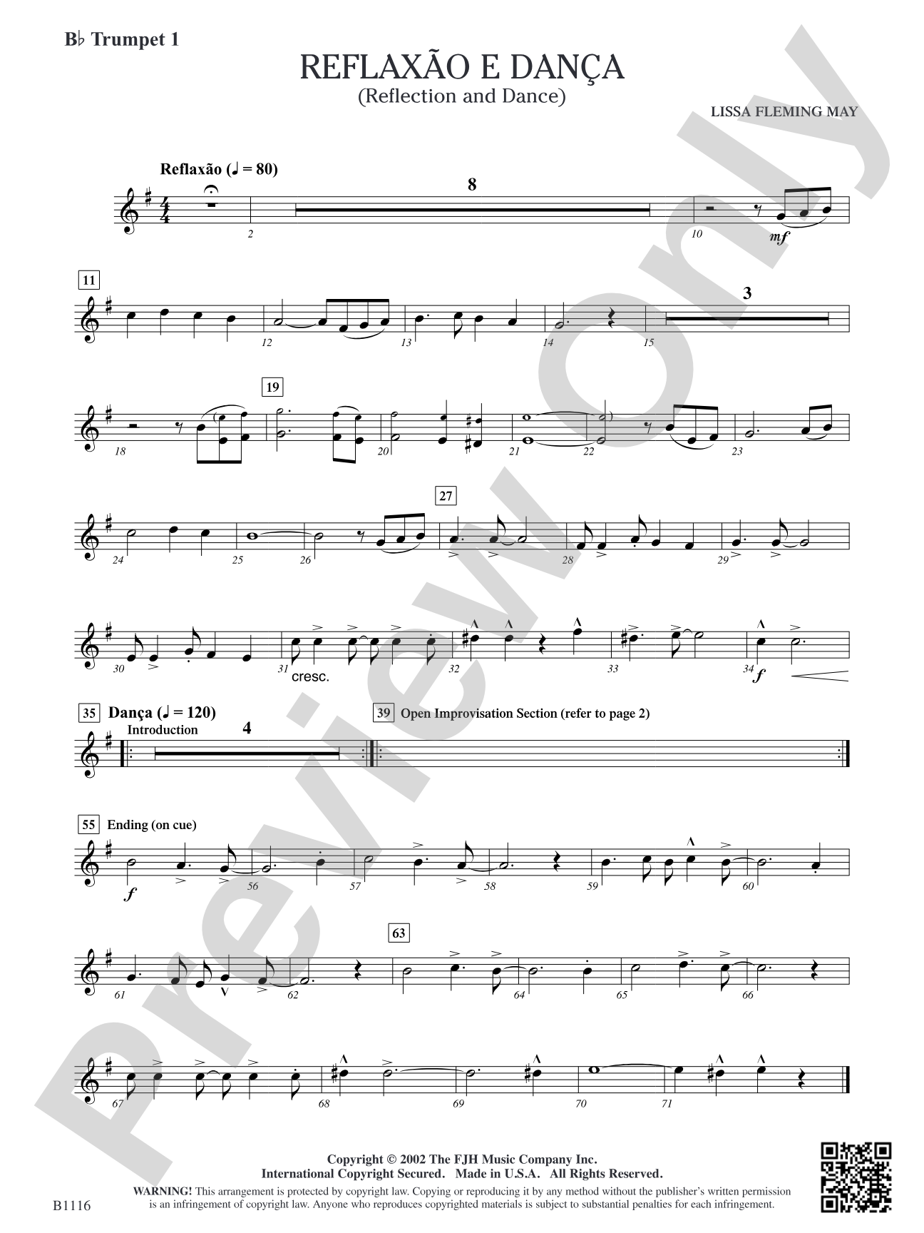 Reflaxão e dança (Reflection and Dance): B-flat Trumpet 1