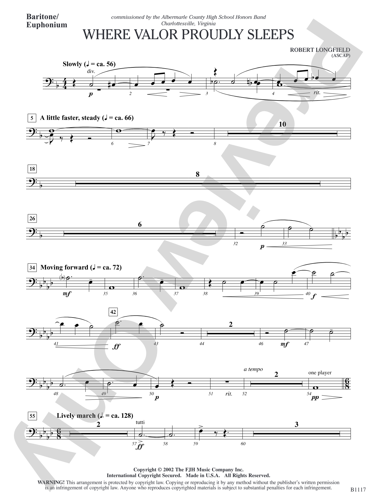 Where Valor Proudly Sleeps: Baritone/Euphonium