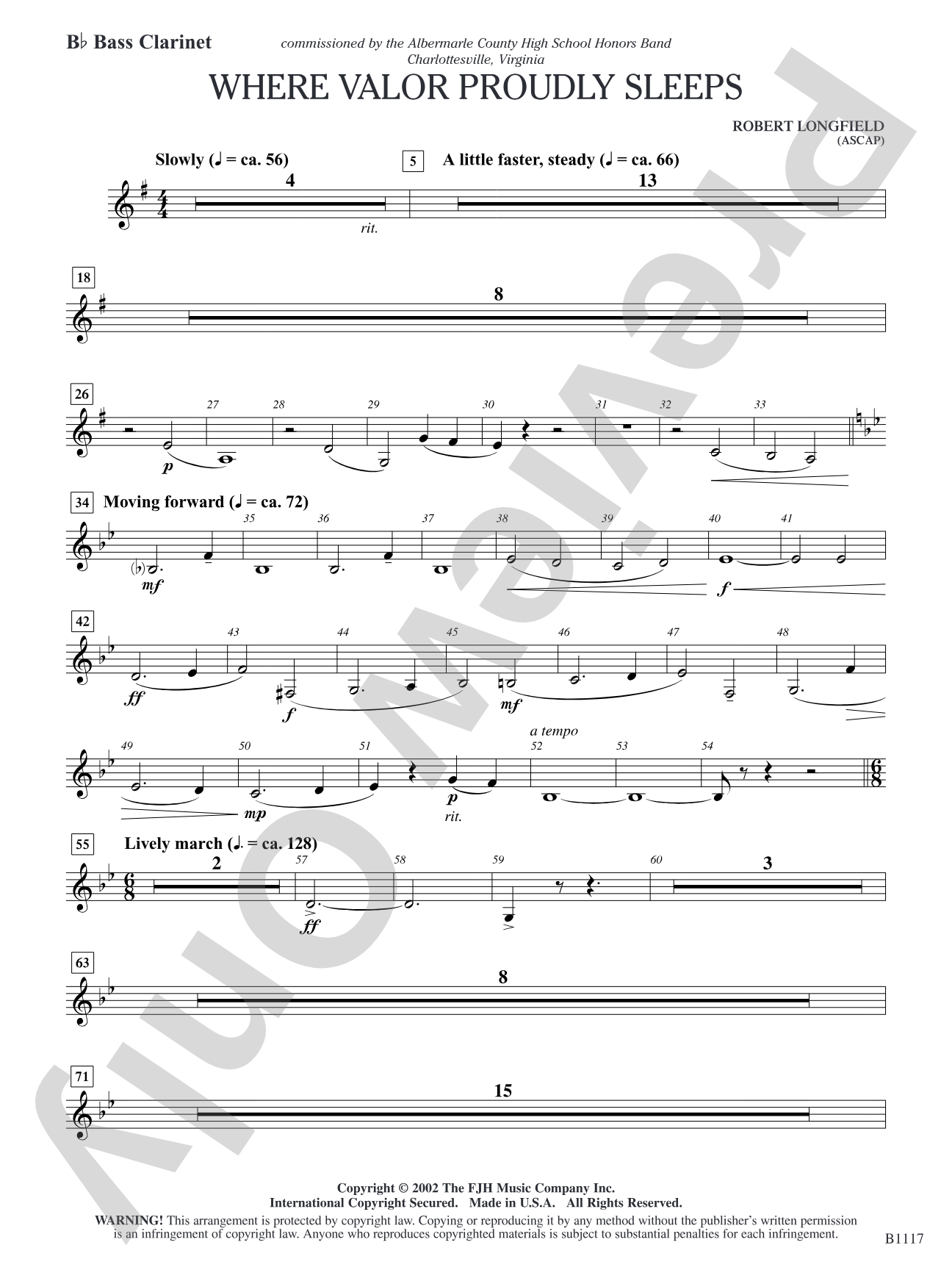 Where Valor Proudly Sleeps: B-flat Bass Clarinet