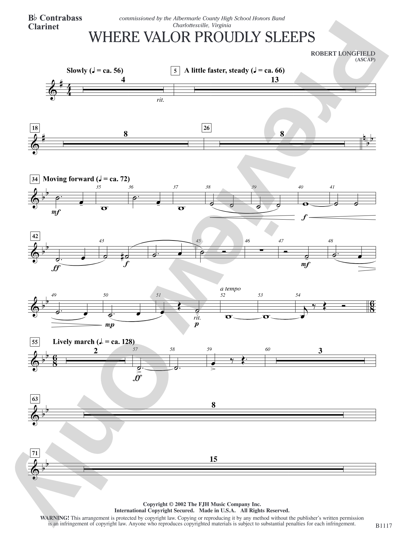 Where Valor Proudly Sleeps: B-flat Contrabass Clarinet