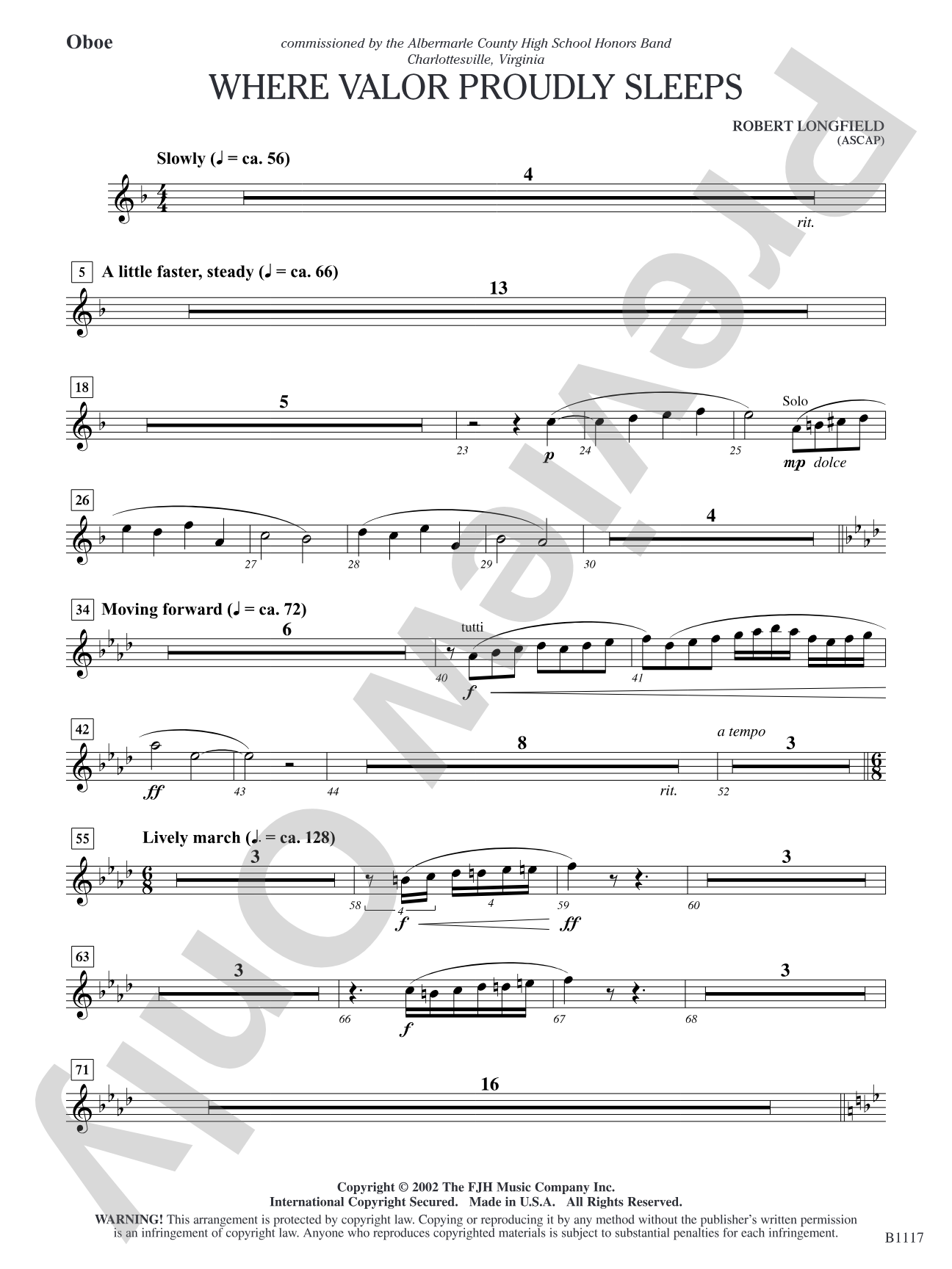 Where Valor Proudly Sleeps: Oboe