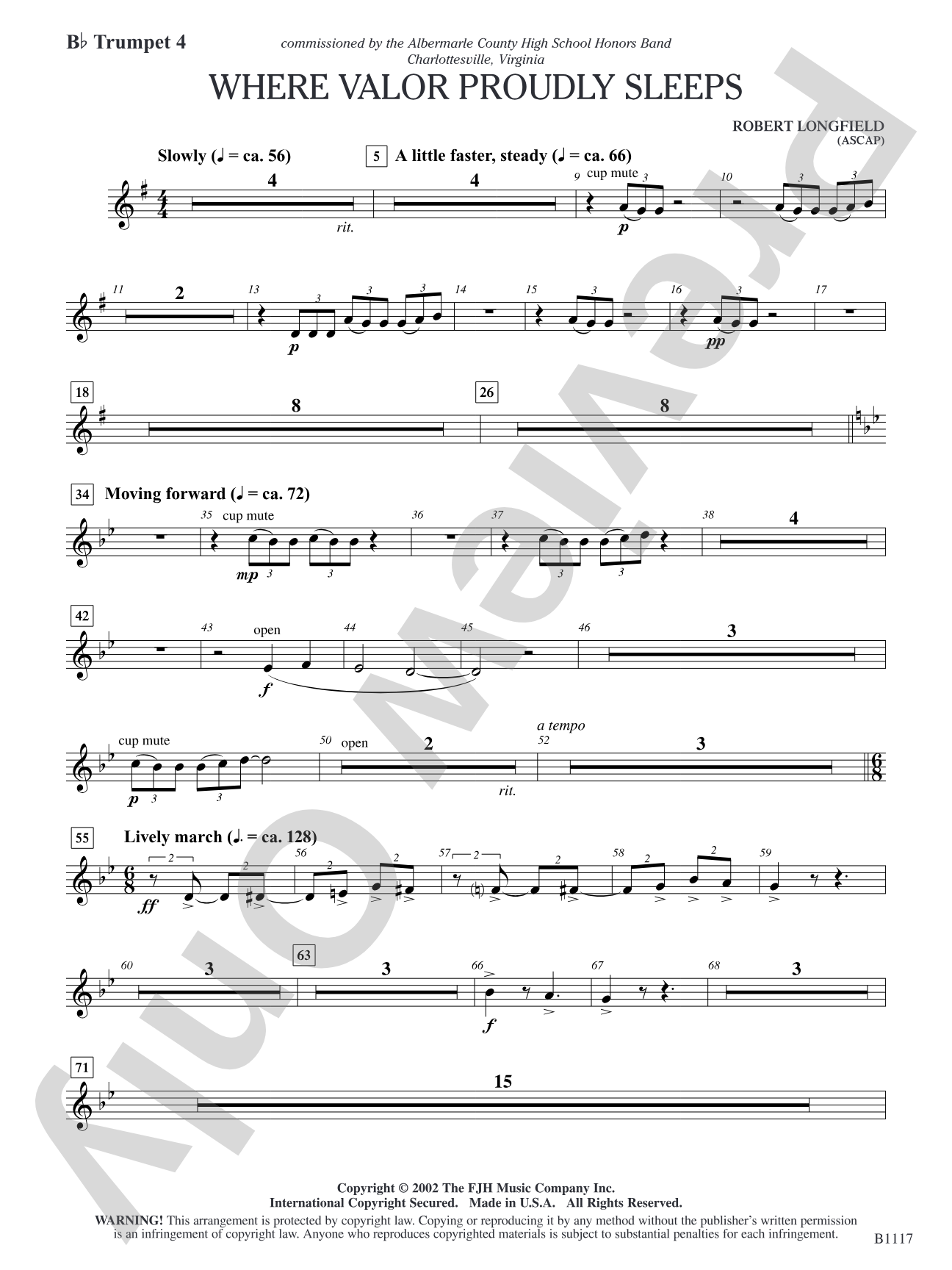 Where Valor Proudly Sleeps: B-flat Trumpet 4
