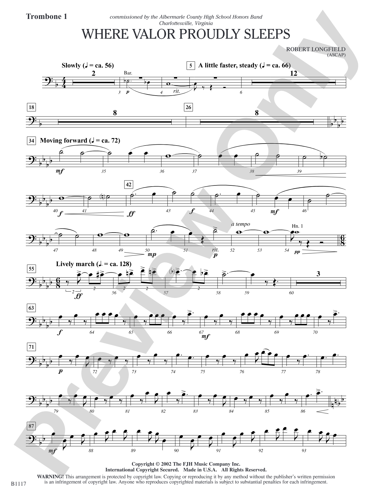 Where Valor Proudly Sleeps: Trombone 1