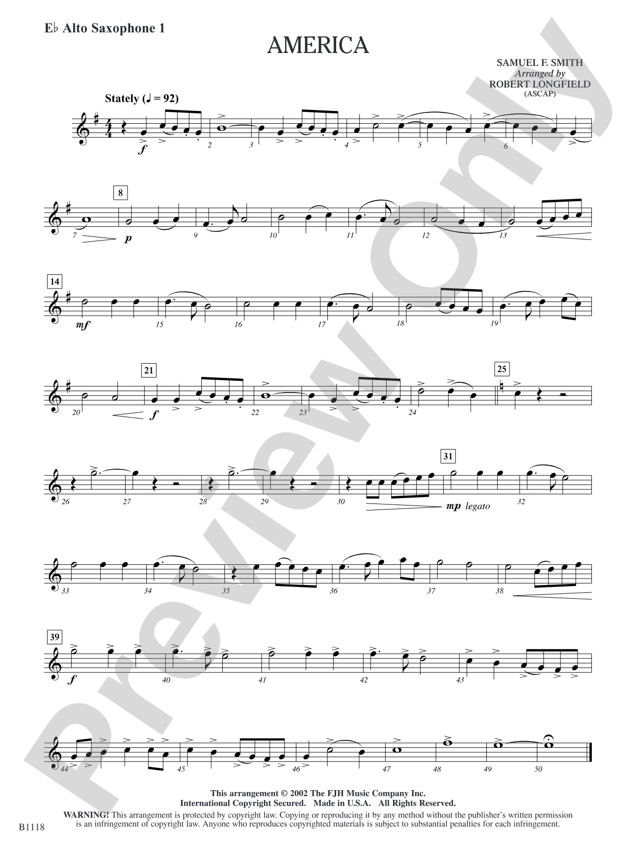 America: E-flat Alto Saxophone 1