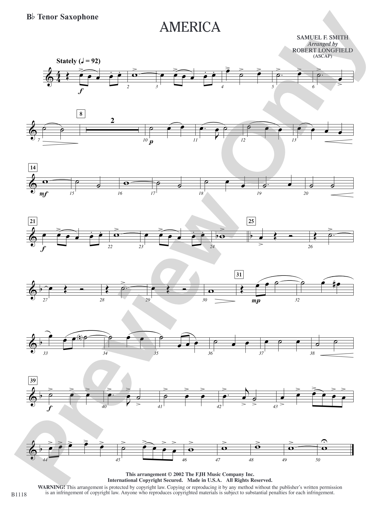 America: B-flat Tenor Saxophone