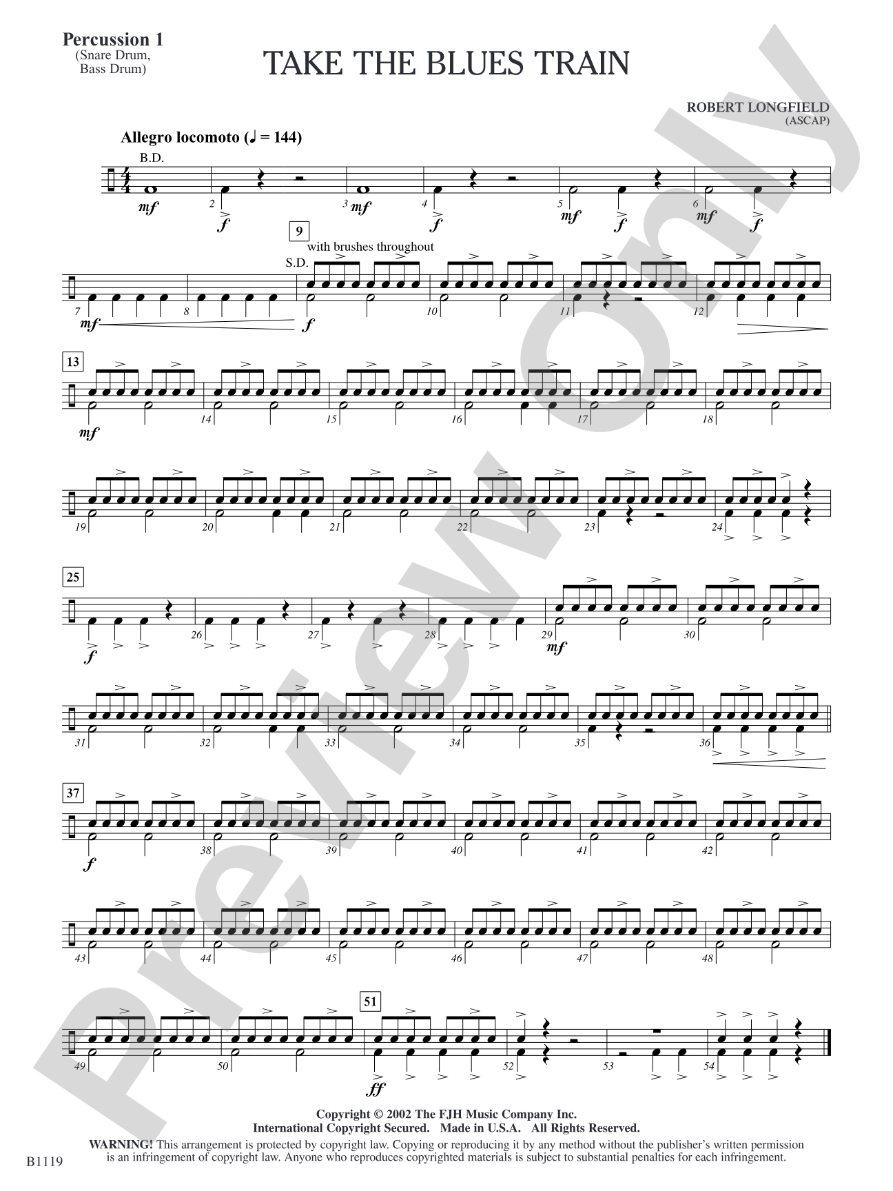 Take the Blues Train: Percussion 1
