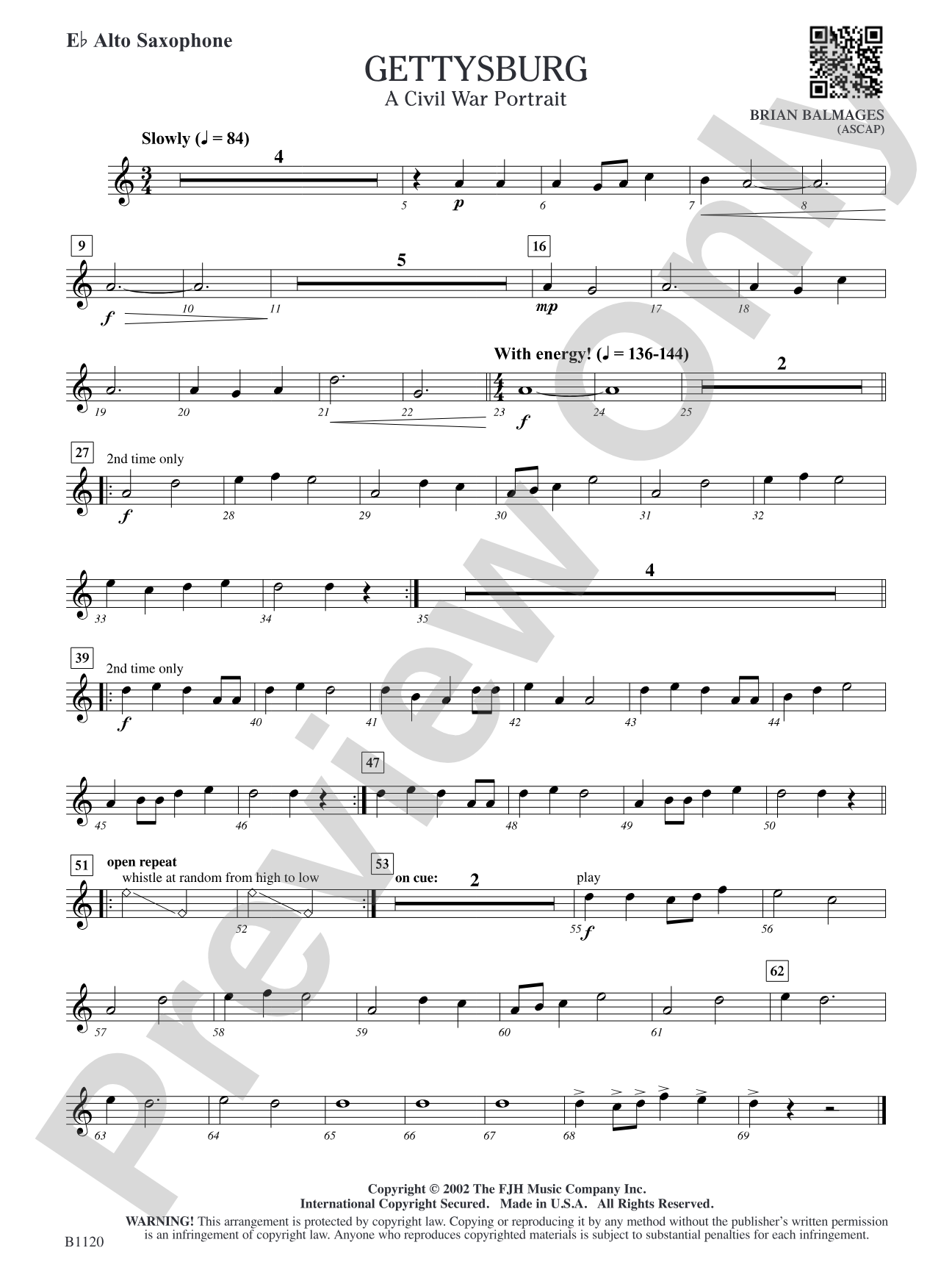 Gettysburg (A Civil War Portrait): E-flat Alto Saxophone