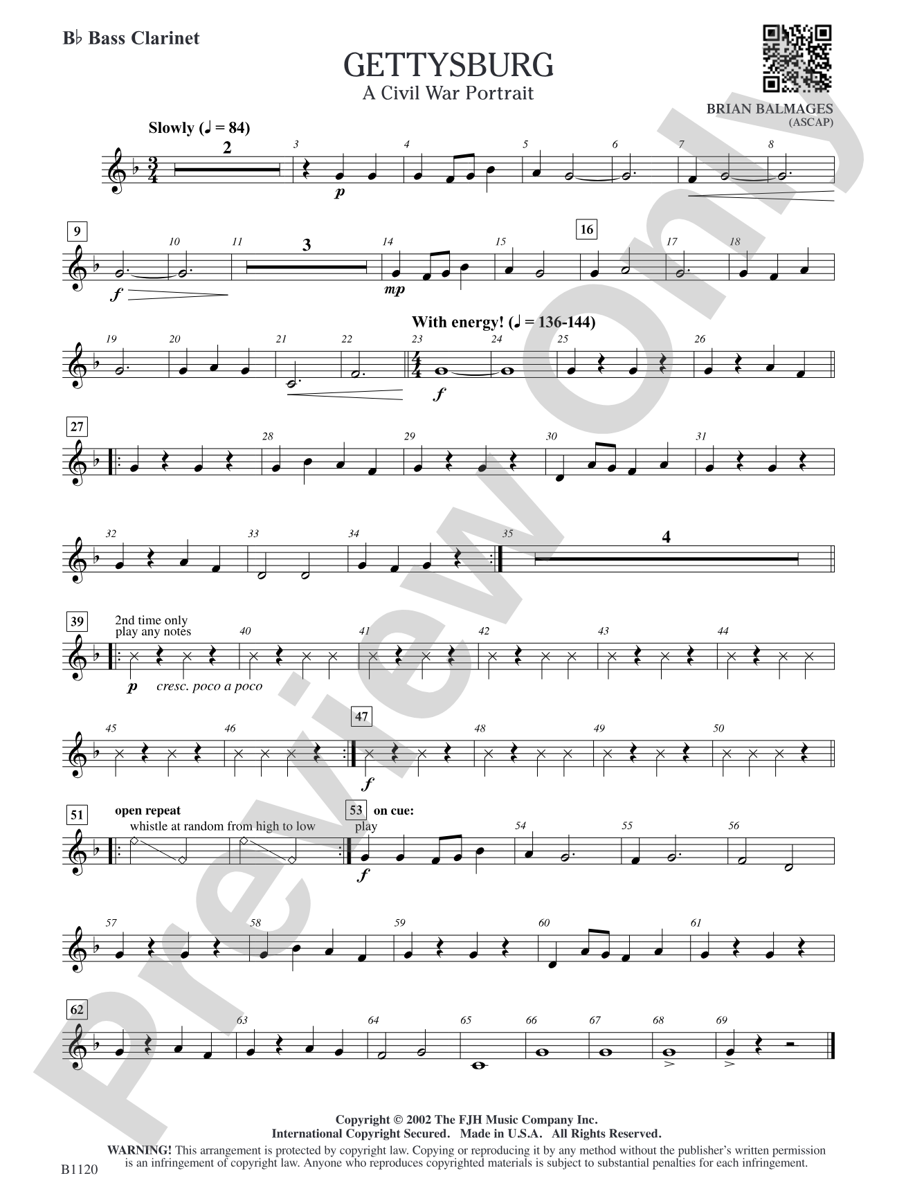 Gettysburg (A Civil War Portrait): B-flat Bass Clarinet
