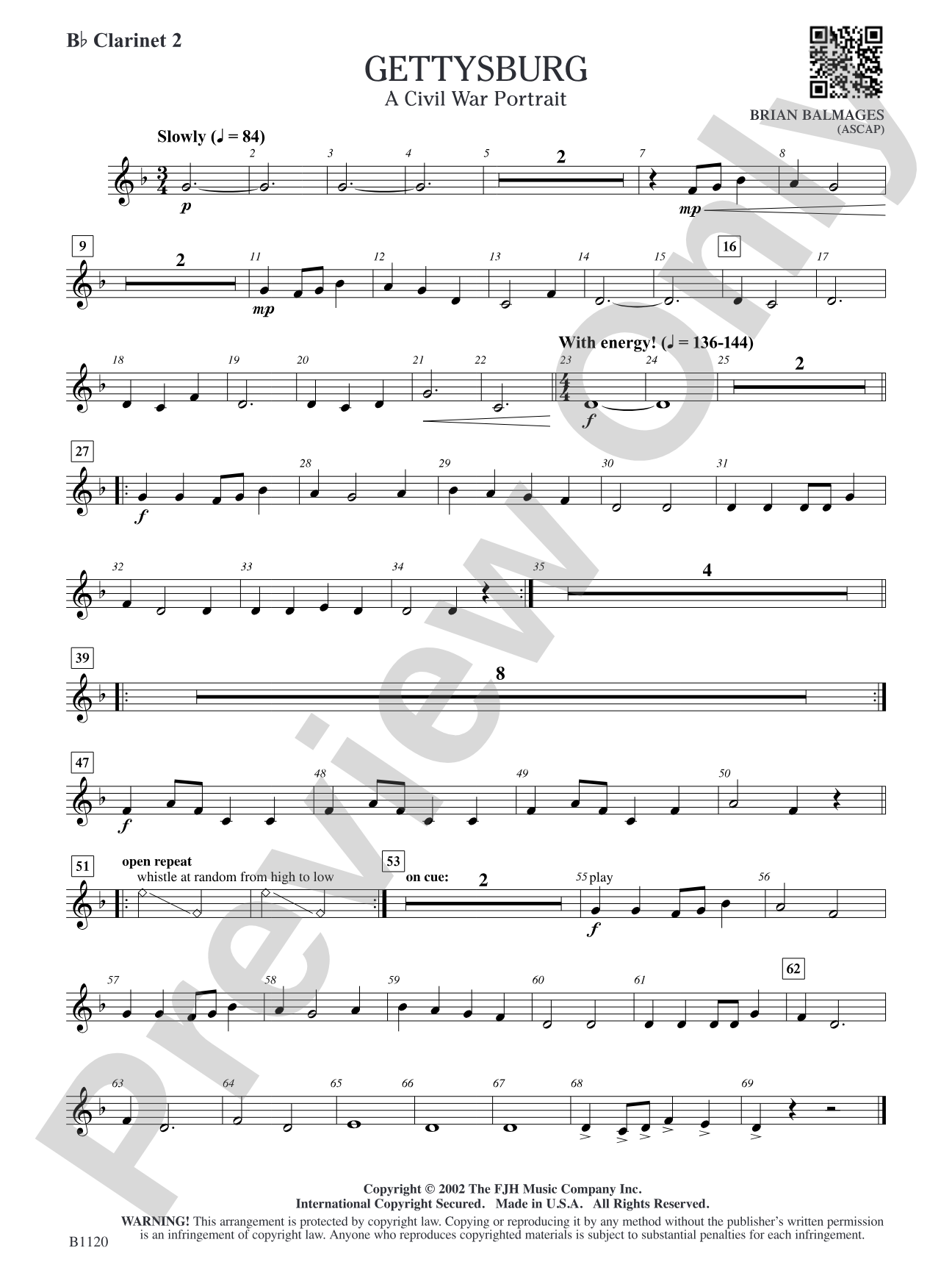 Gettysburg (A Civil War Portrait): B-flat Clarinet 2