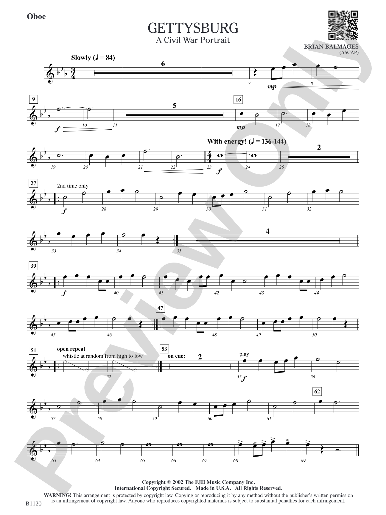 Gettysburg (A Civil War Portrait): Oboe