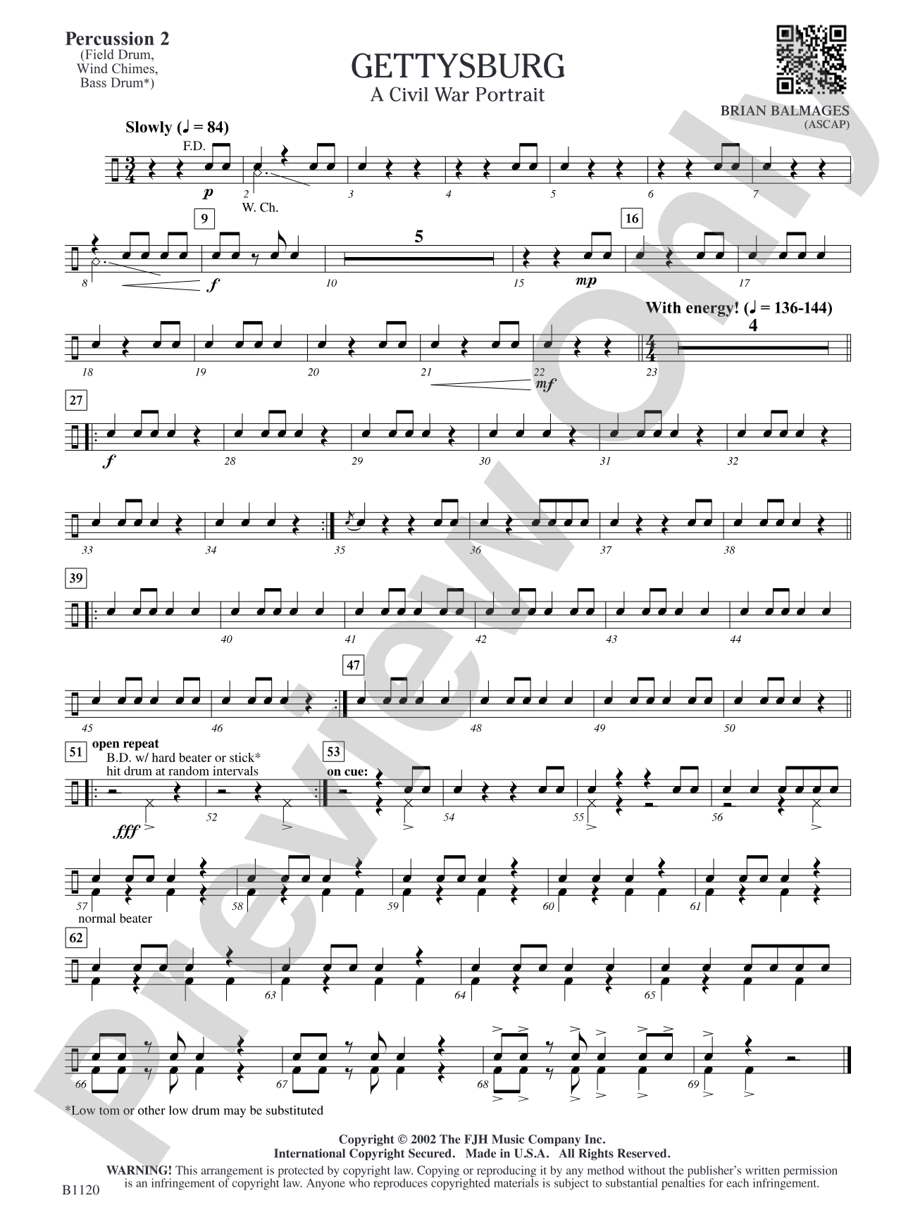 Gettysburg (A Civil War Portrait): Percussion 2