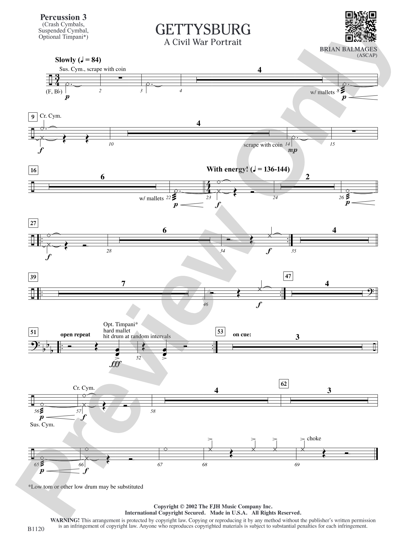 Gettysburg (A Civil War Portrait): Percussion 3
