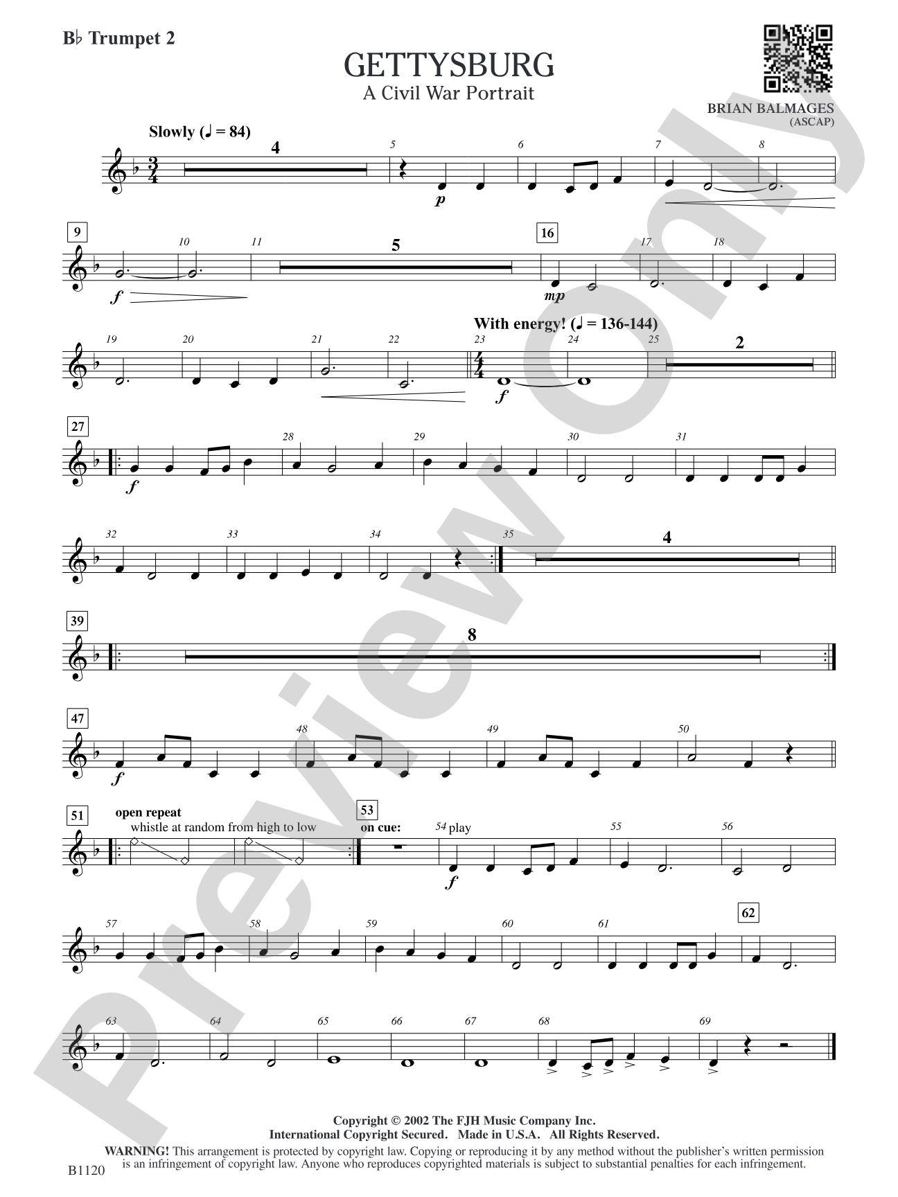 Gettysburg (A Civil War Portrait): B-flat Trumpet 2