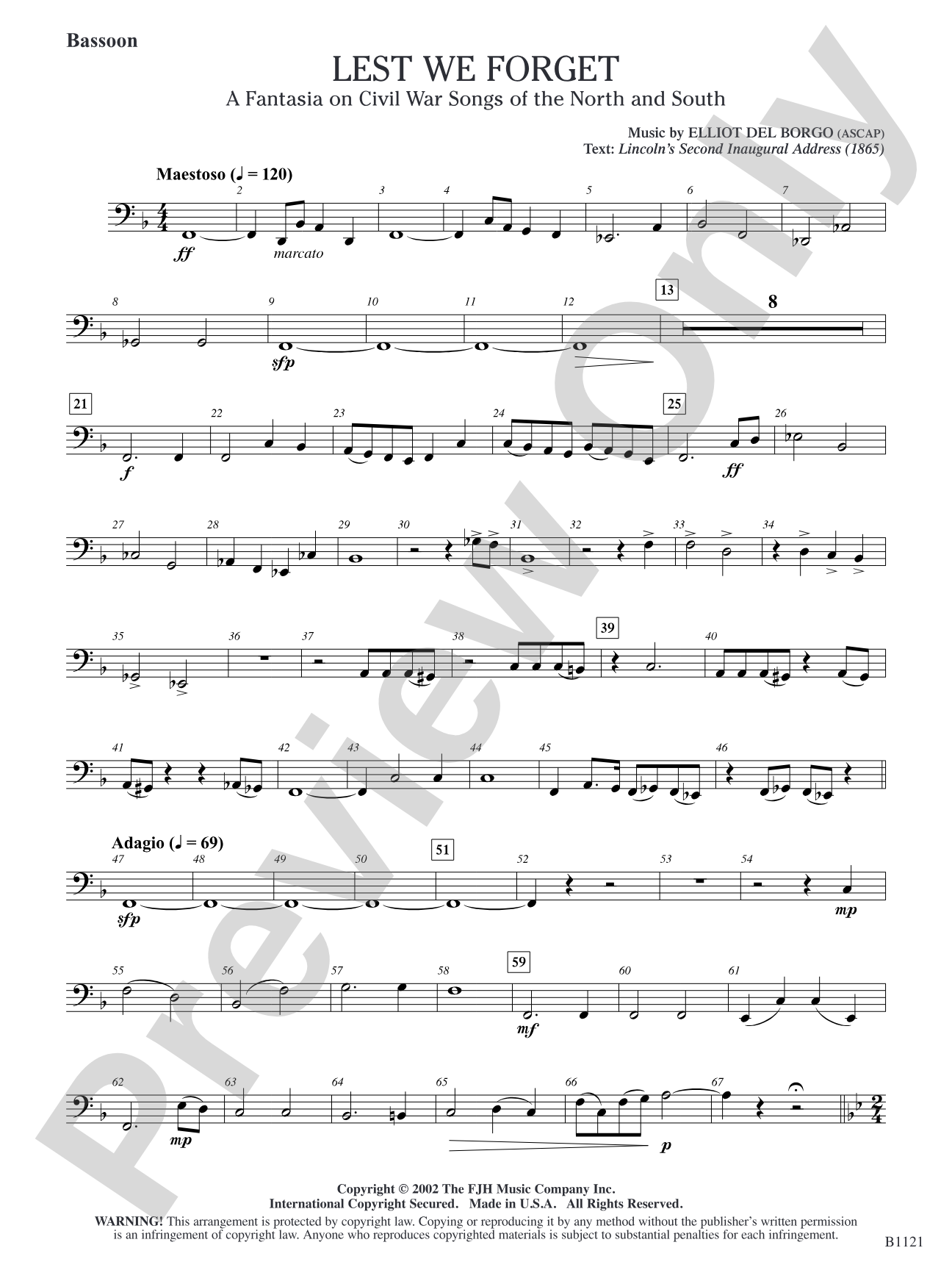 Lest We Forget (A Fantasia on Civil War Songs of the North and South): Bassoon