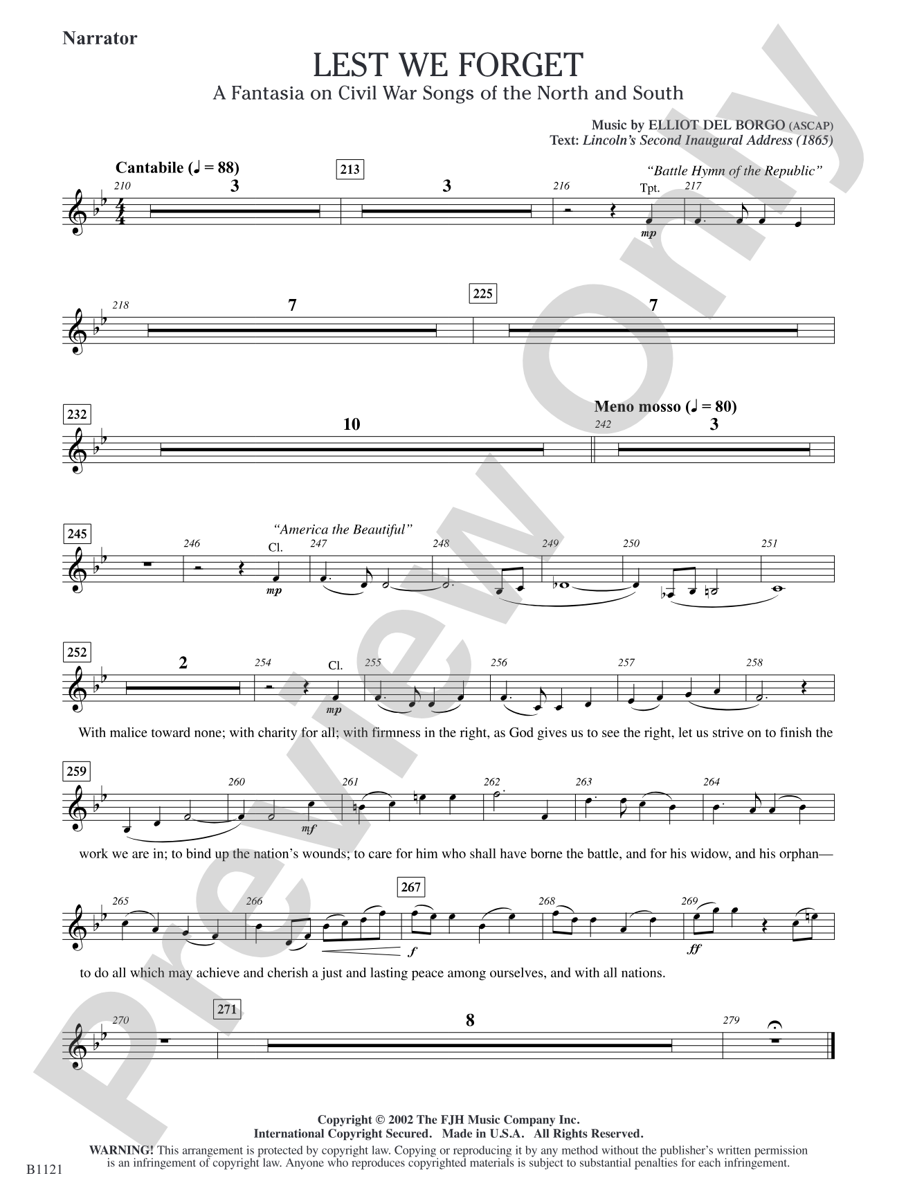 Lest We Forget (A Fantasia on Civil War Songs of the North and South): Narrator