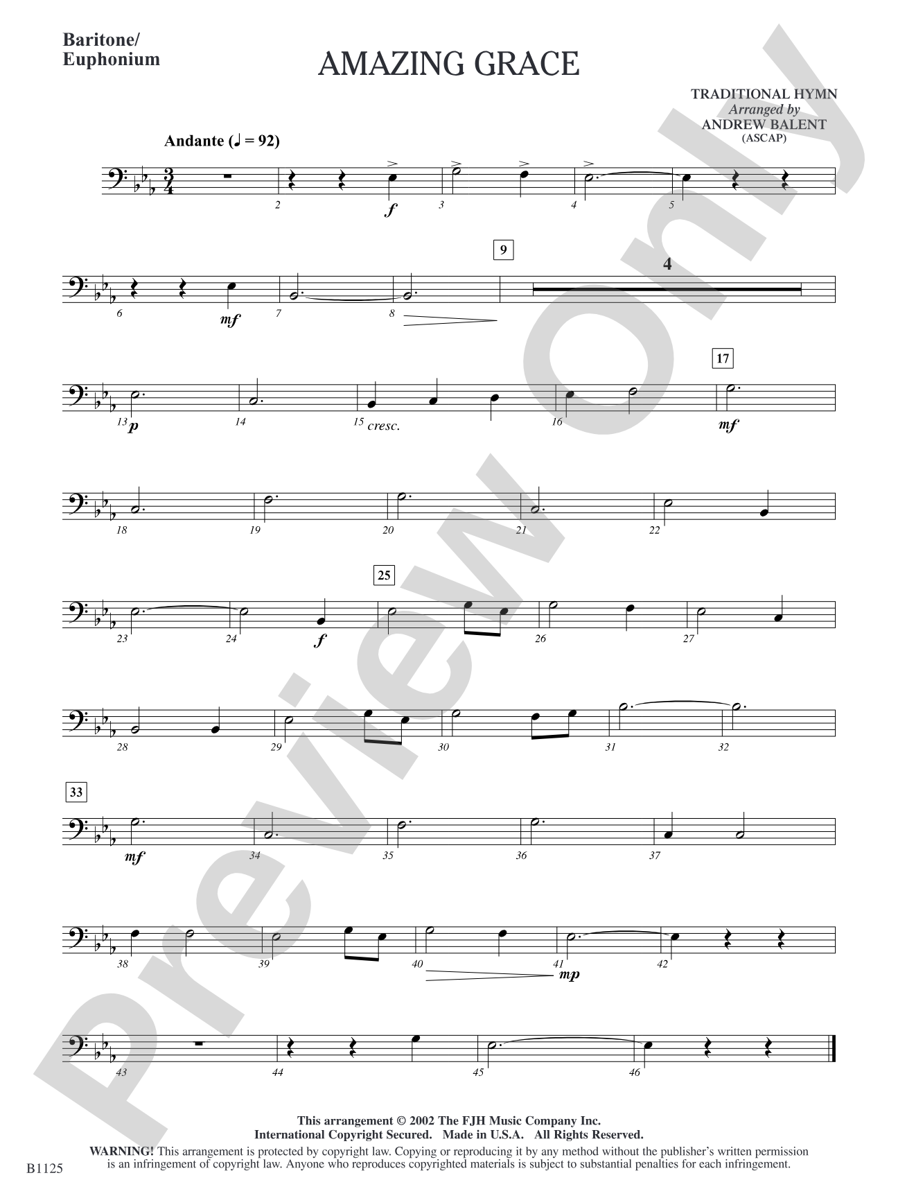 Amazing Grace: Baritone/Euphonium